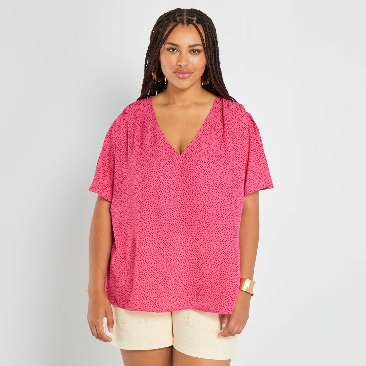 Flowing V-neck blouse PINK