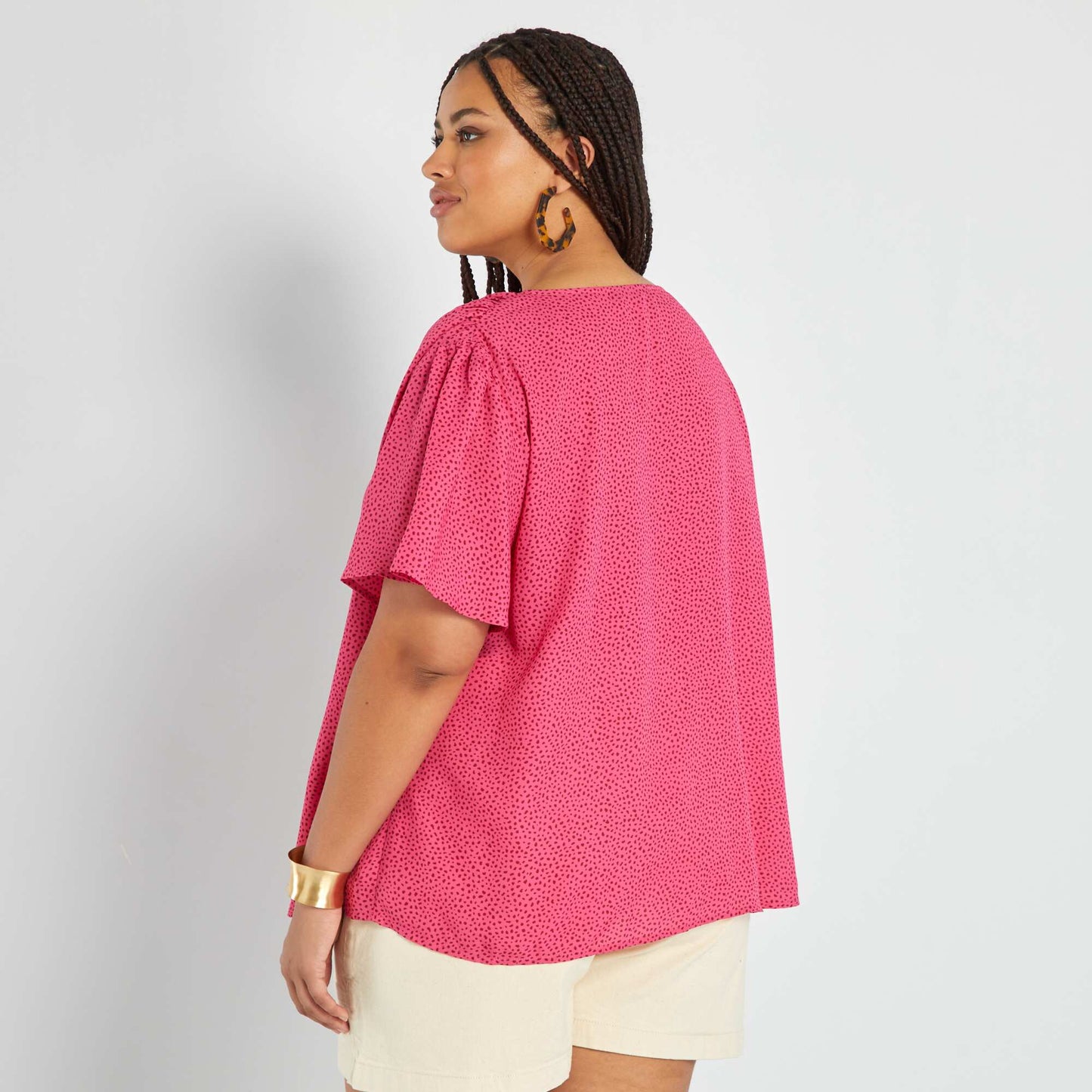 Flowing V-neck blouse PINK