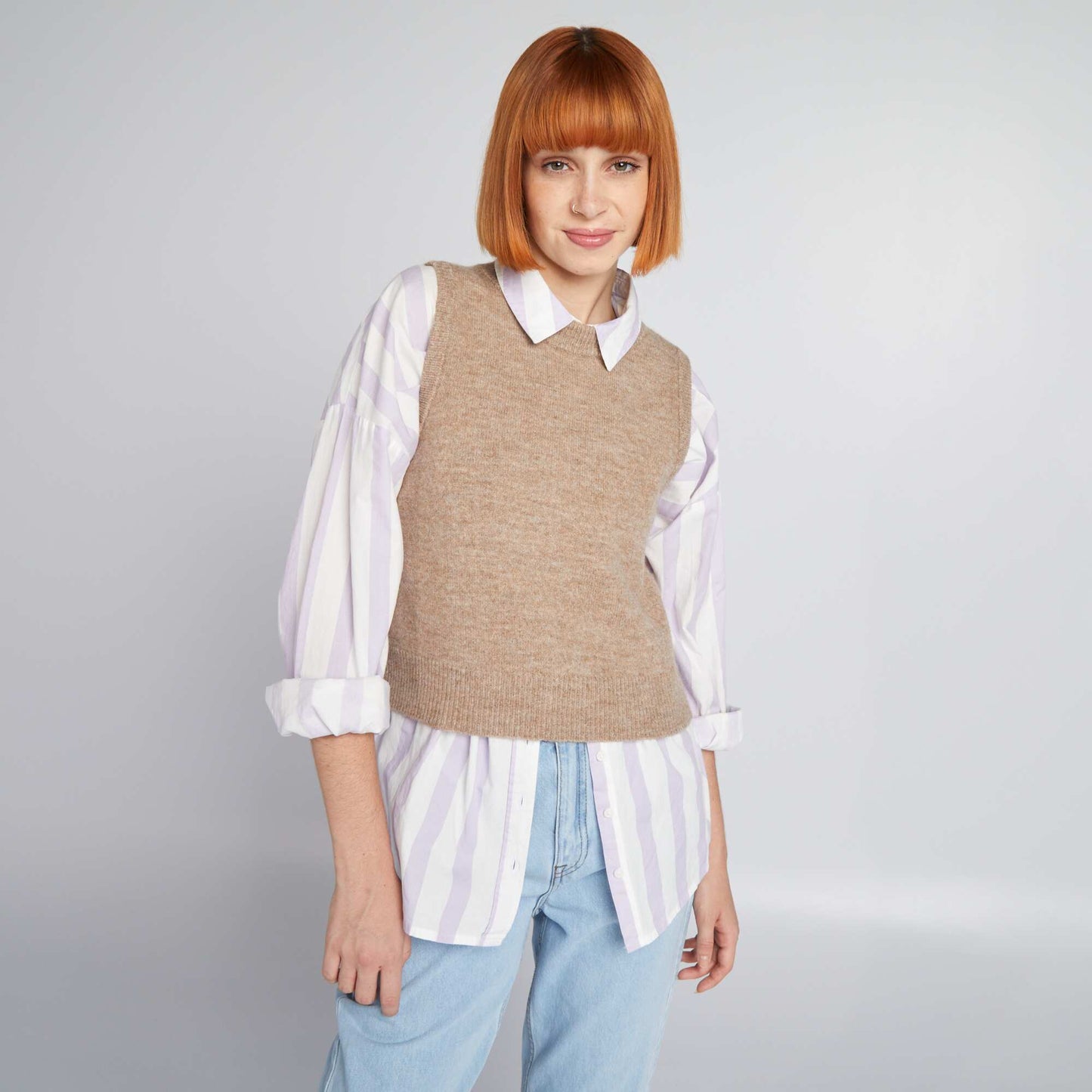Round-neck tank top BEIGE
