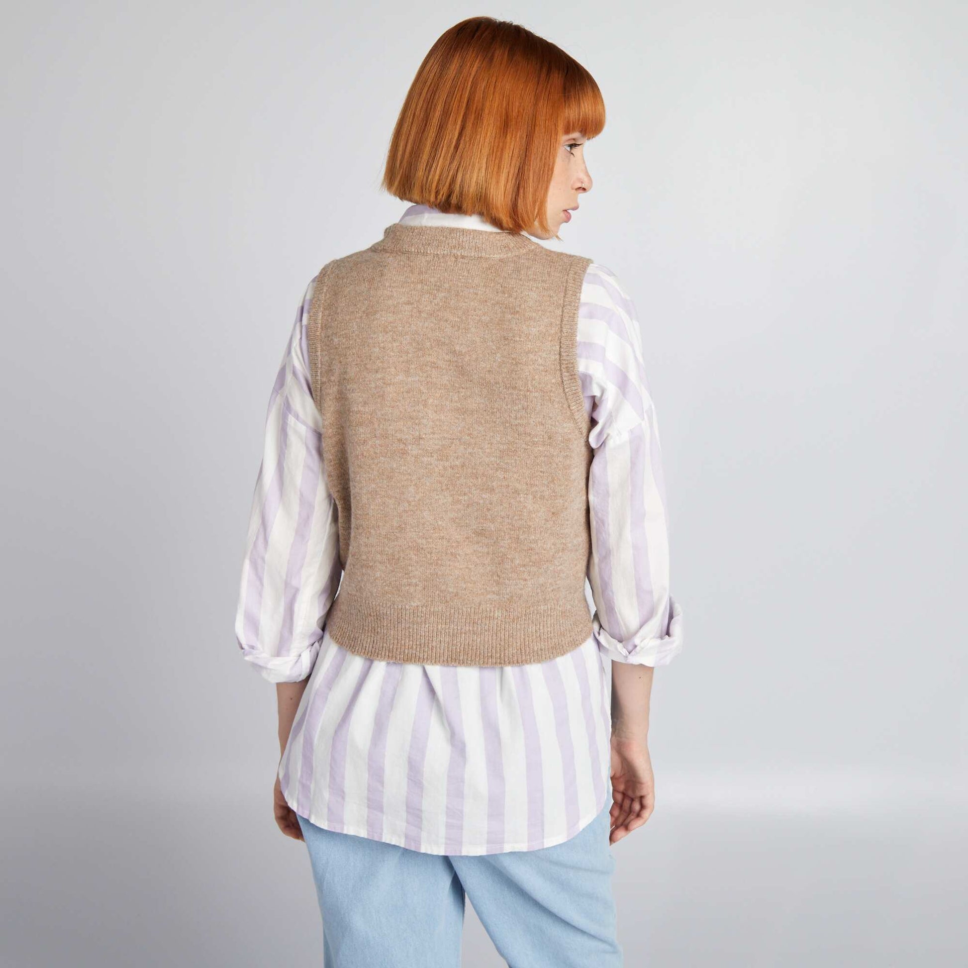 Round-neck tank top BEIGE