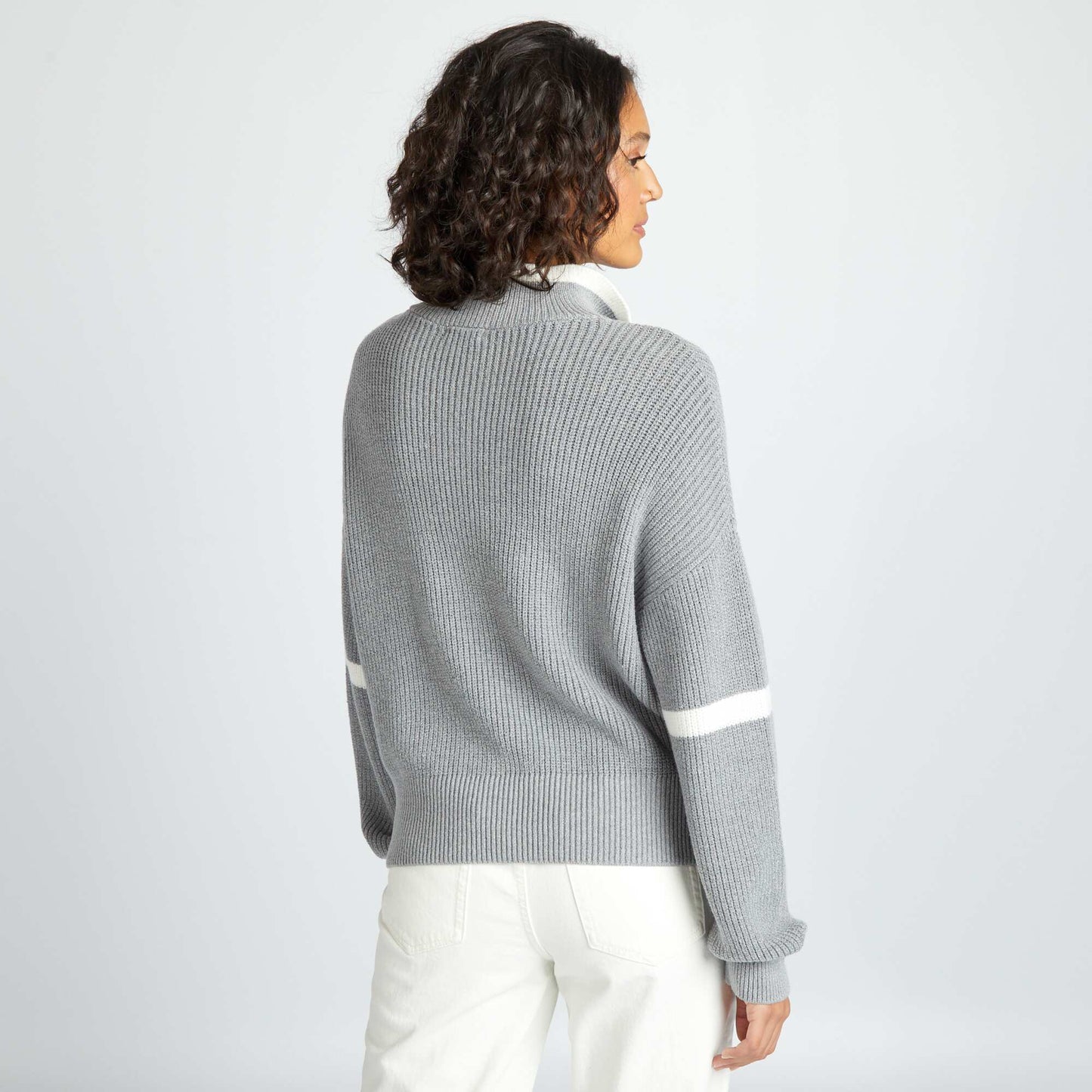 Zip-up high-neck sweater GREY