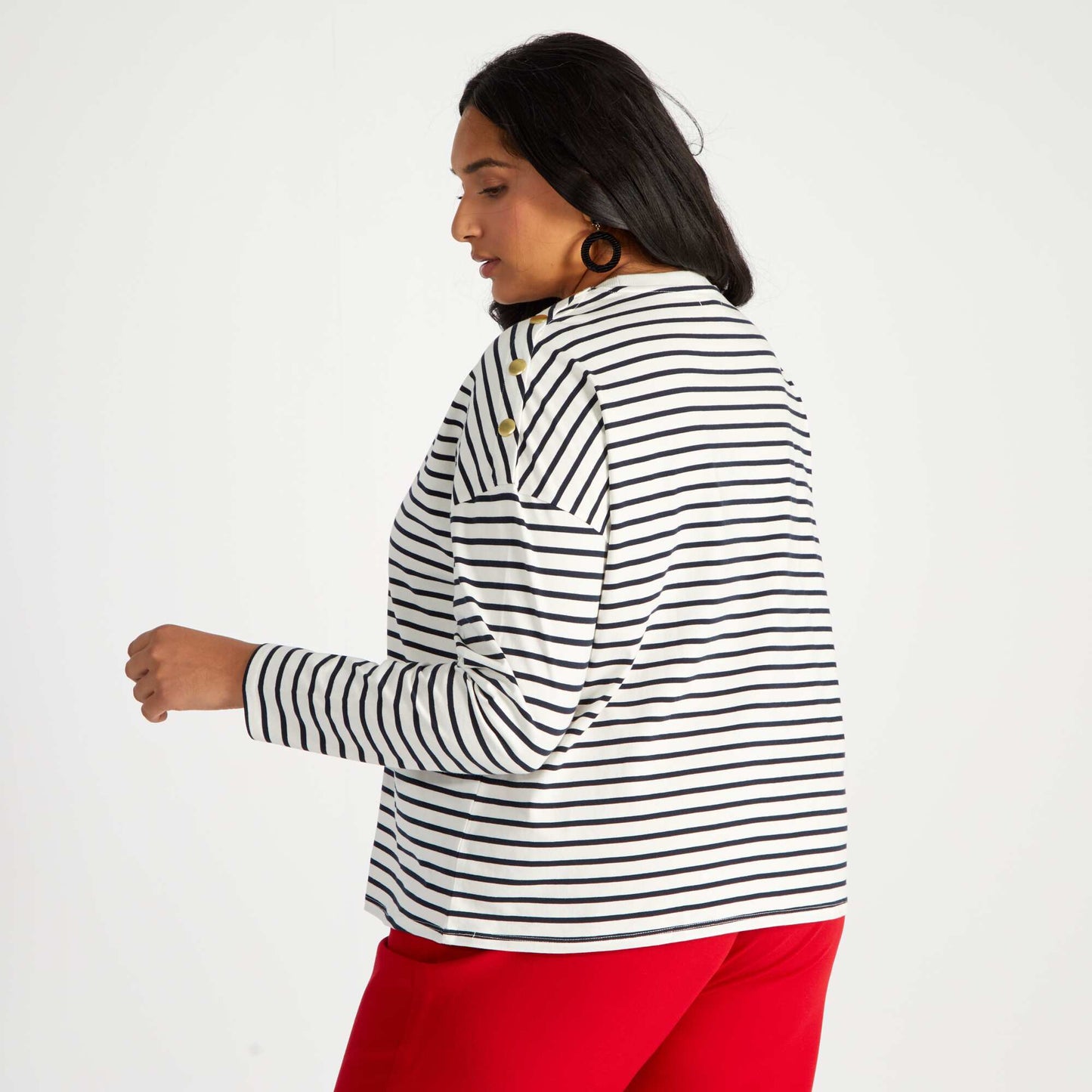 Striped long-sleeved T-shirt White