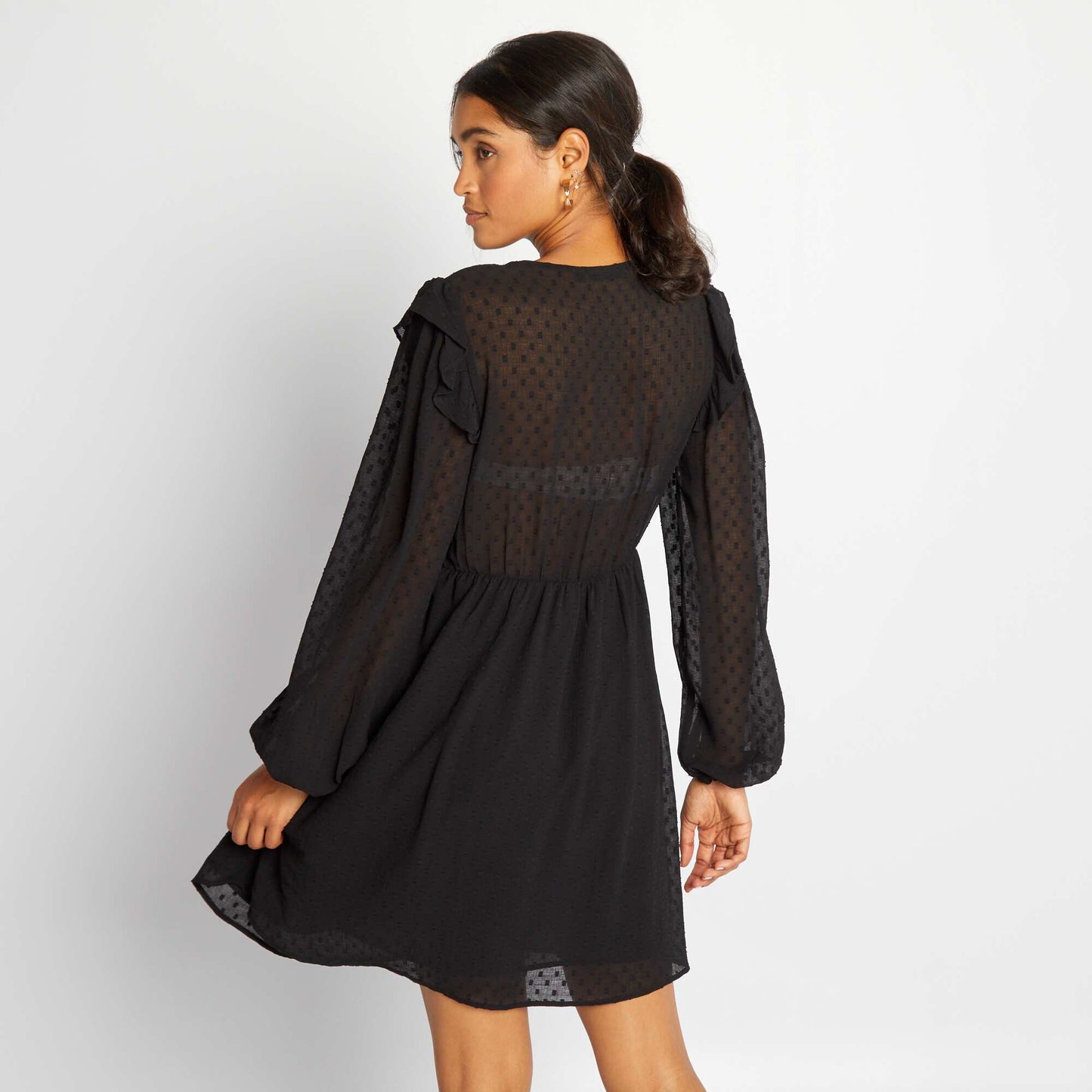 Short dotted tulle dress black