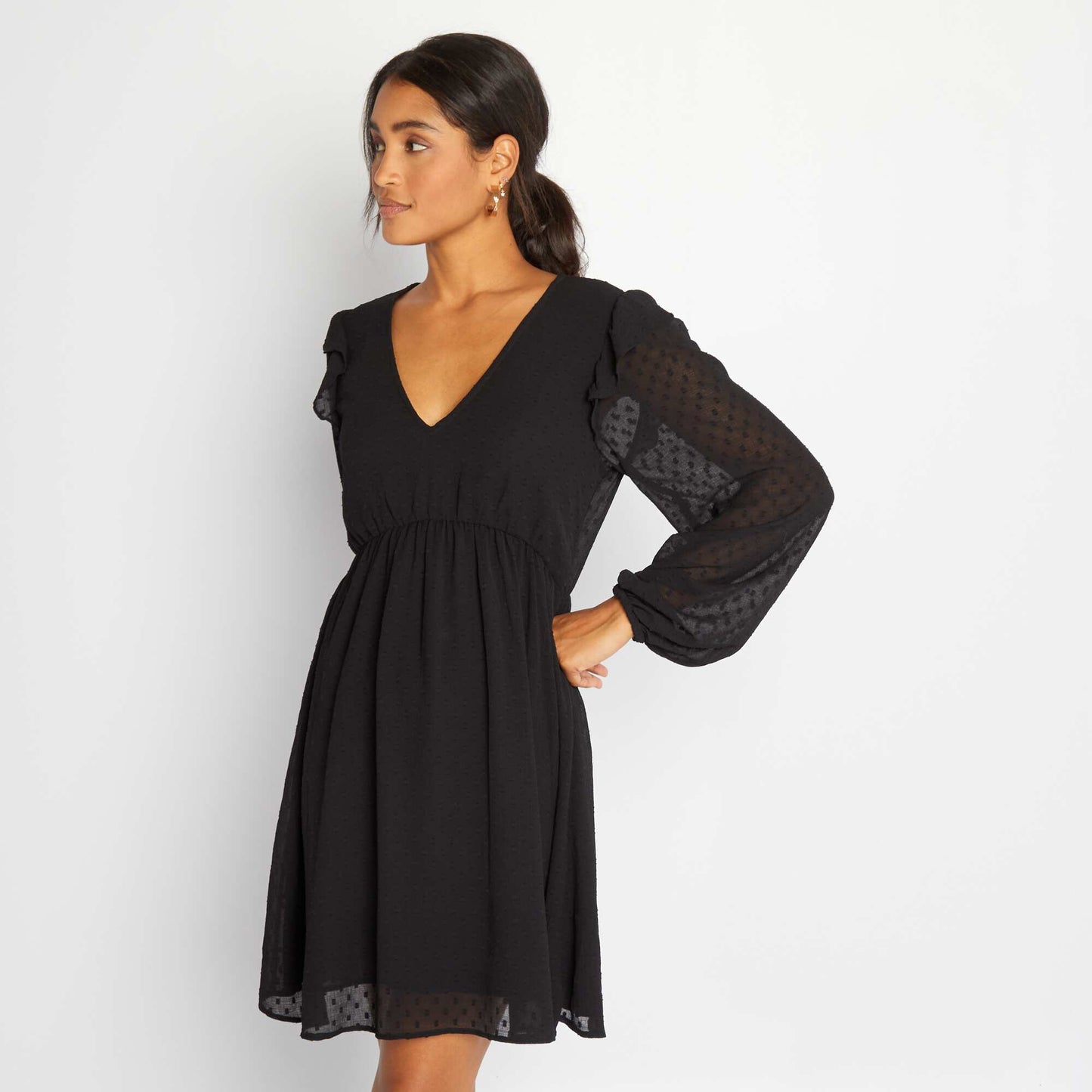 Short dotted tulle dress black