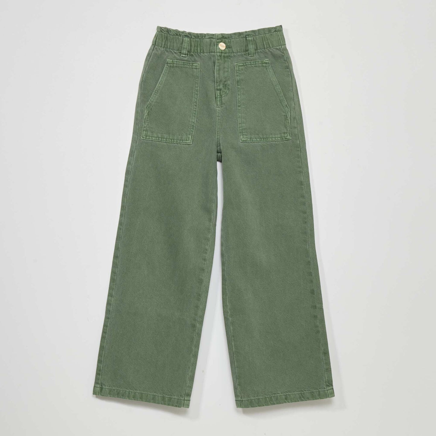 Wide-leg denim trousers grey green