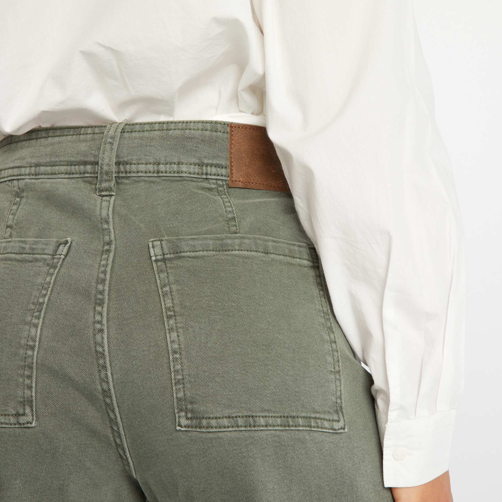 Wide-leg cropped trousers dark green