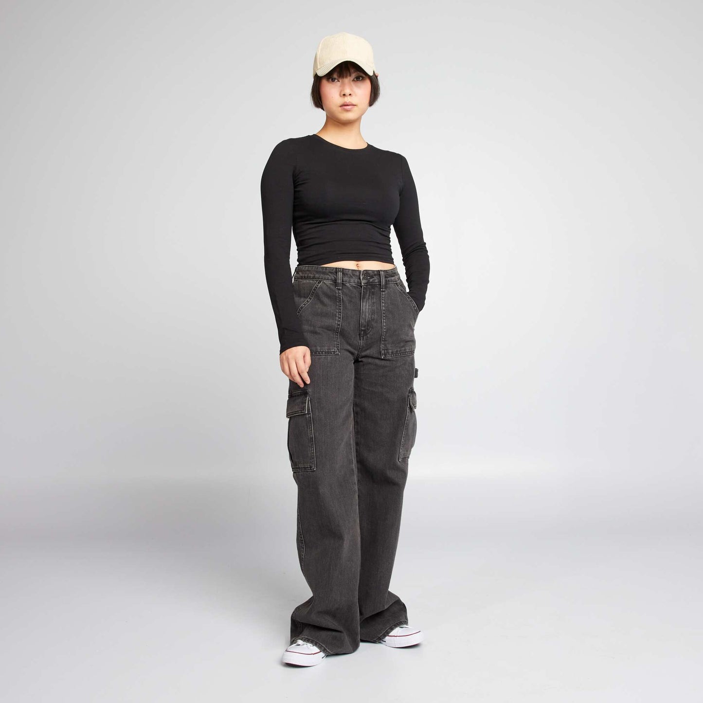 Wide-leg jeans with pockets CAME BLACK