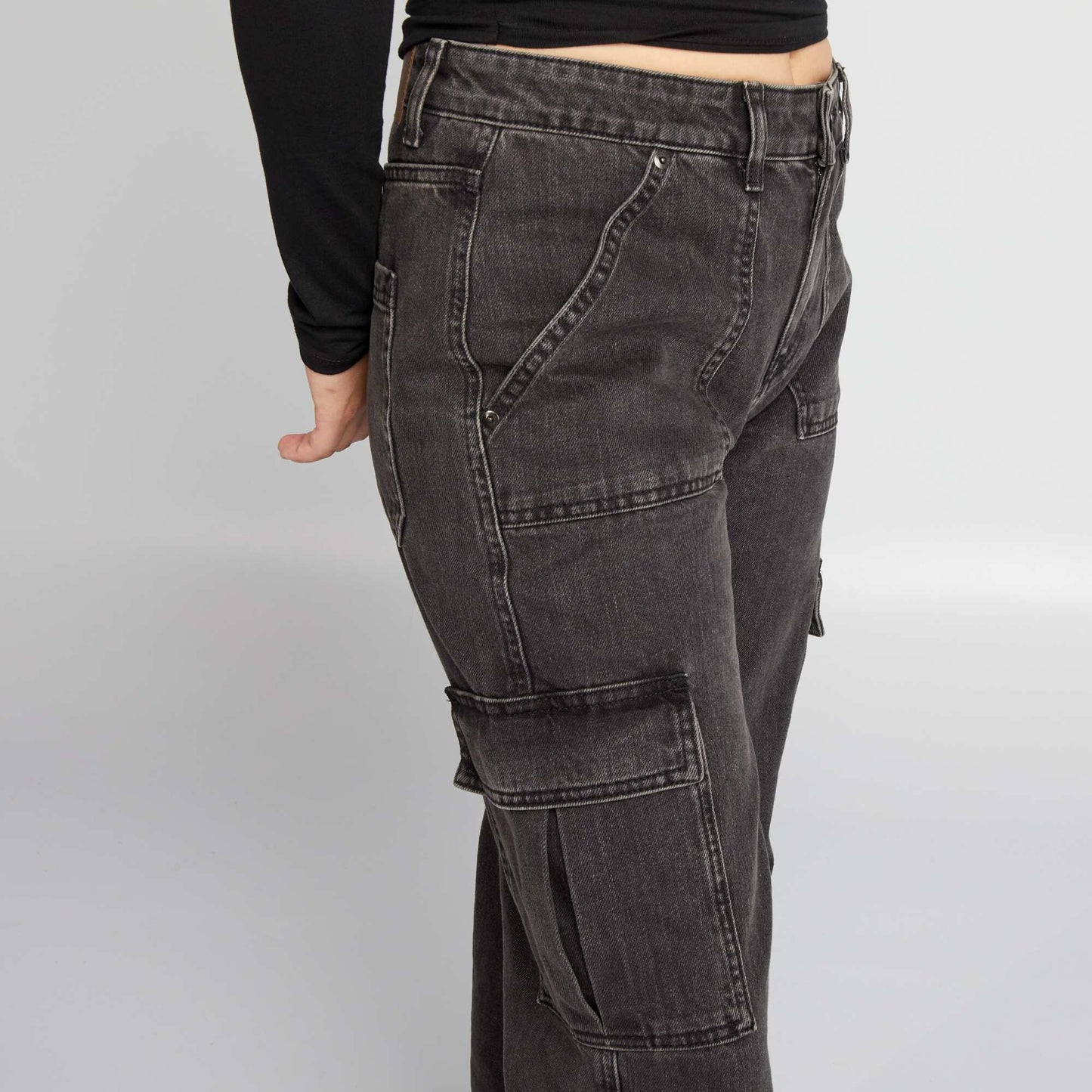 Wide-leg jeans with pockets CAME BLACK