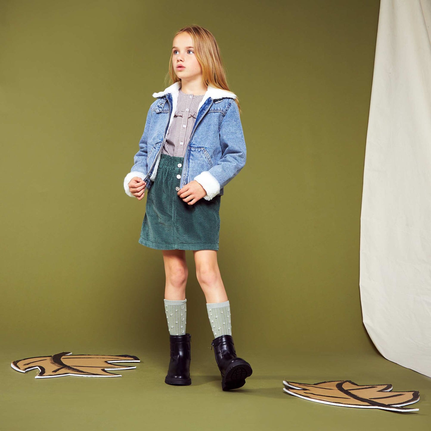 Denim jacket with aviator collar STON1