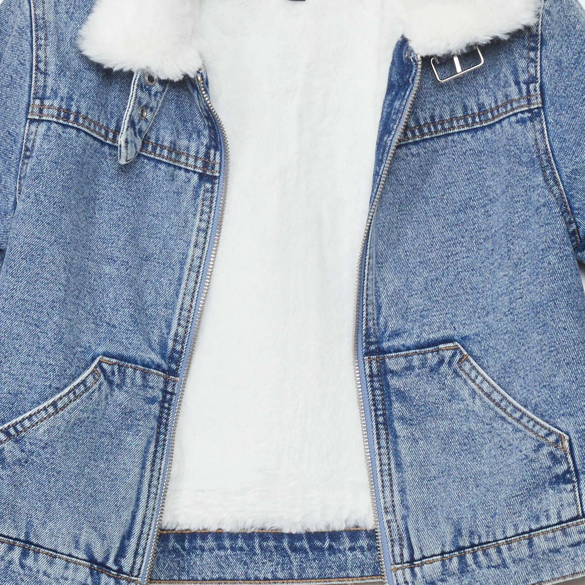 Denim jacket with aviator collar STON1