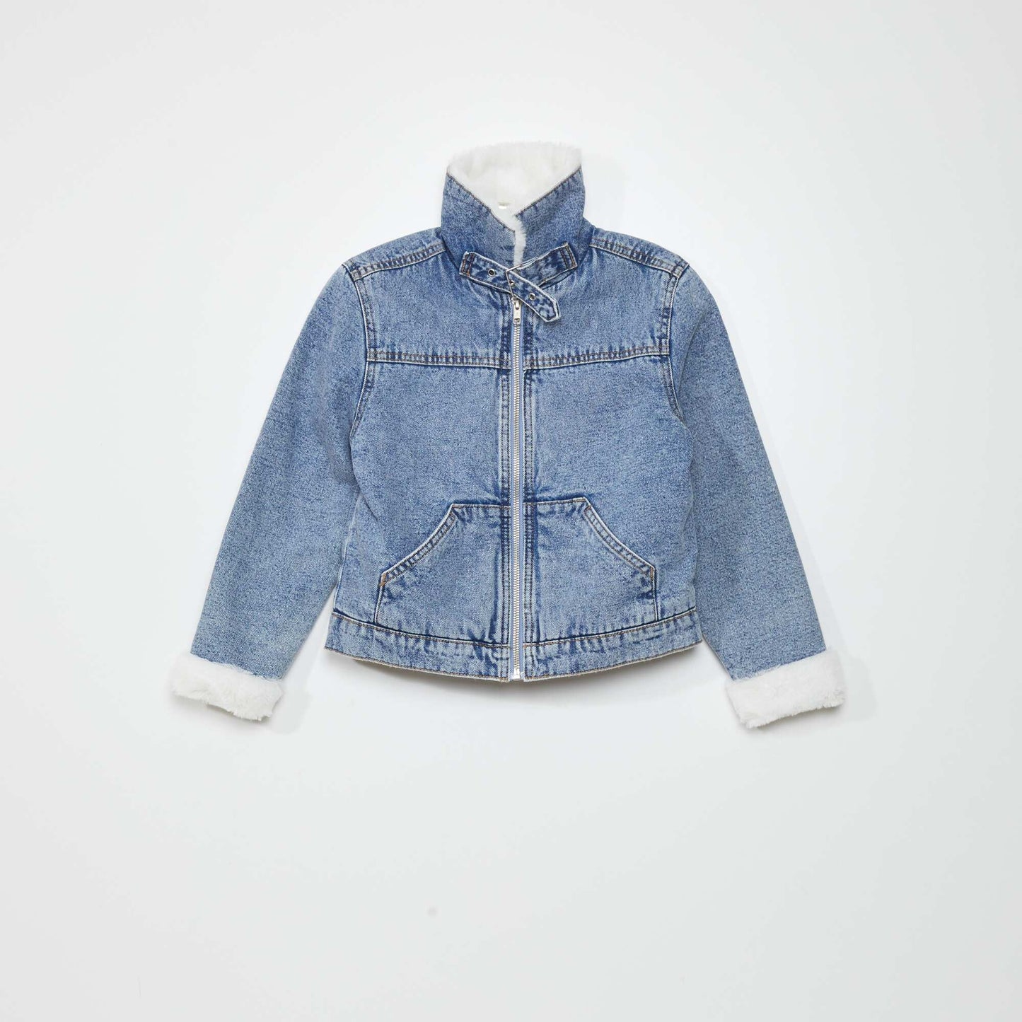 Denim jacket with aviator collar STON1