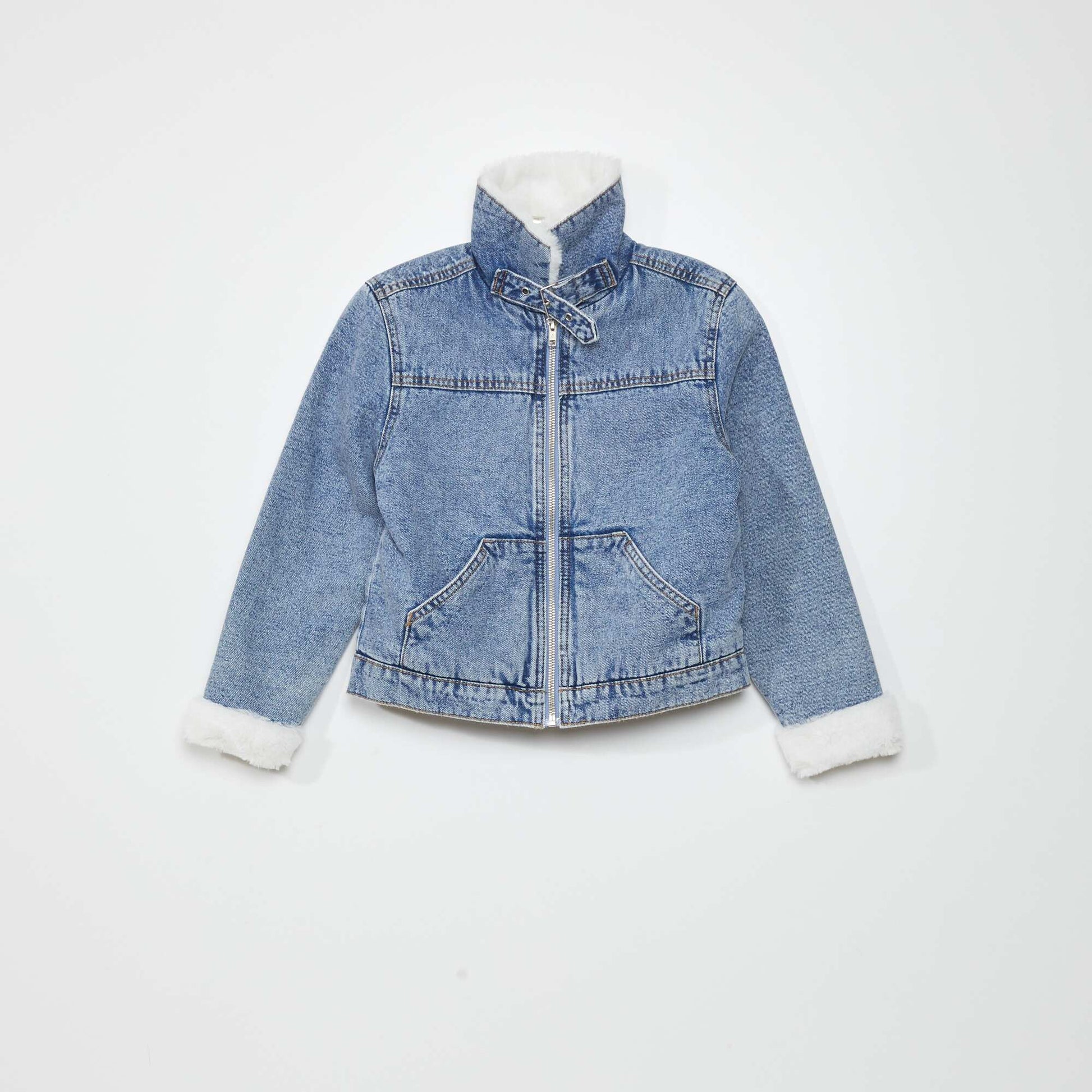 Denim jacket with aviator collar STON1