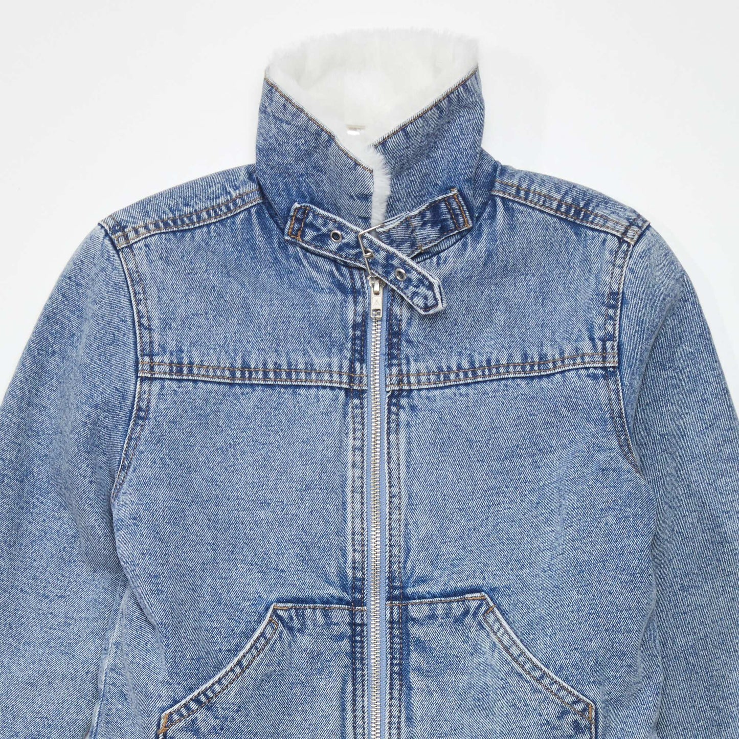 Denim jacket with aviator collar STON1