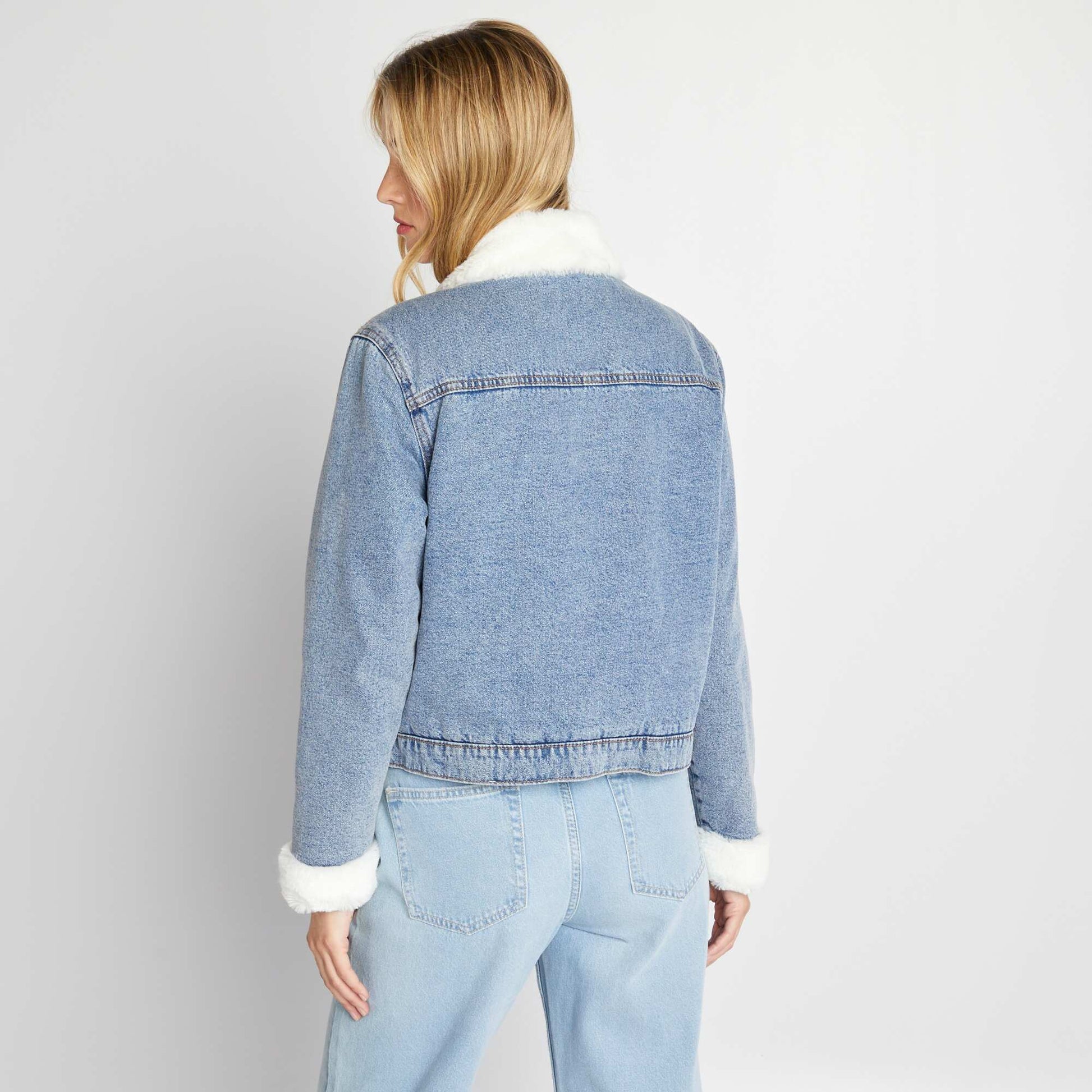 Sherpa-lined denim jacket STON1