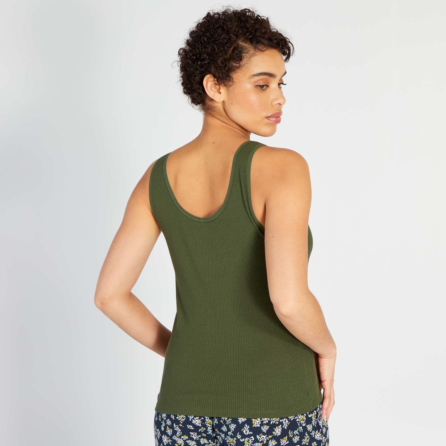 Ribbed knit vest top GREEN