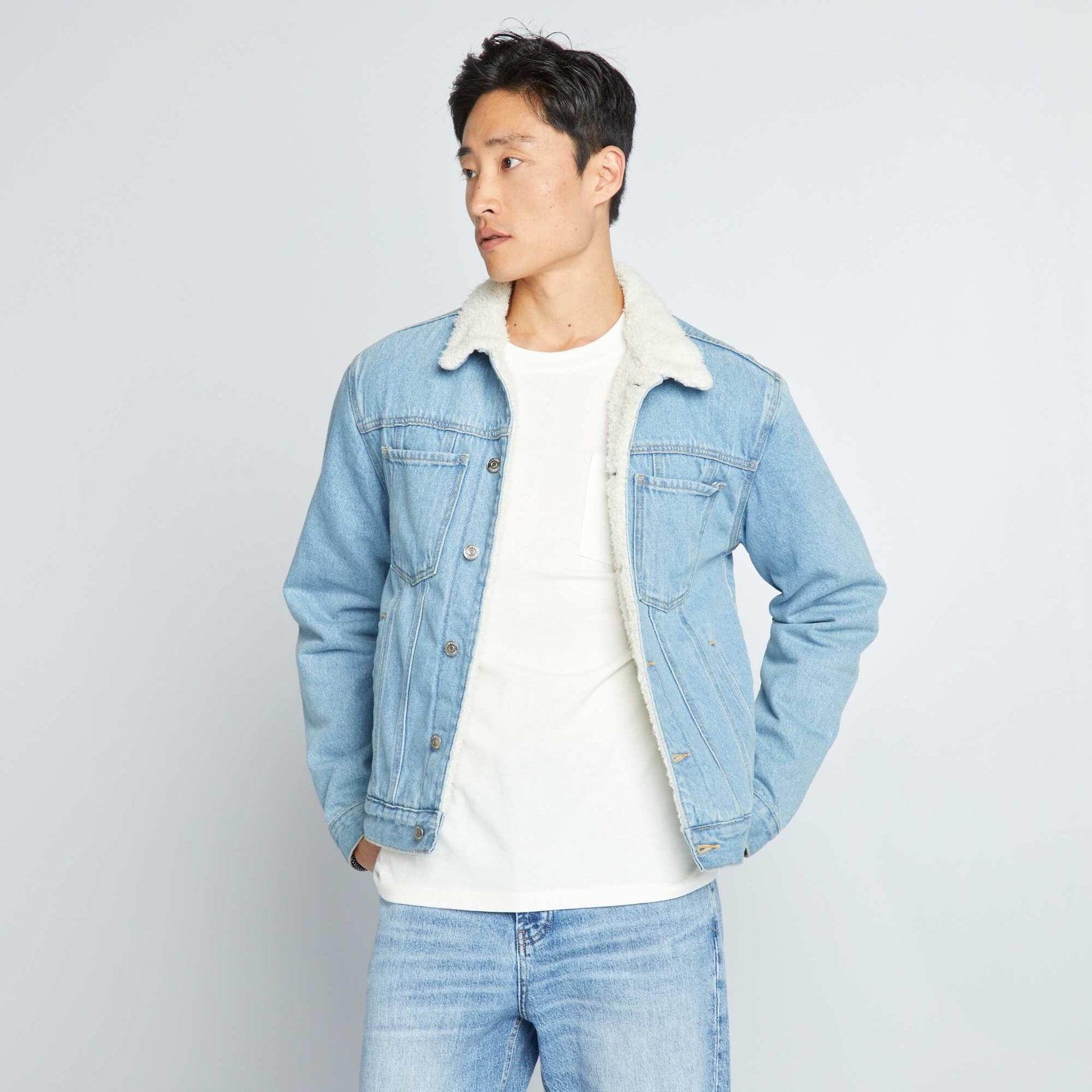 Sherpa-lined denim jacket Blue