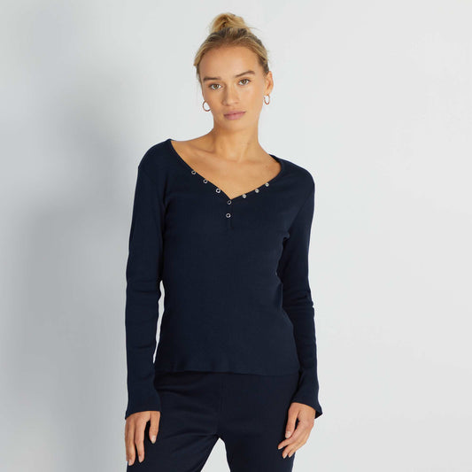 Ribbed knit pyjama T-shirt SAPP BLUE