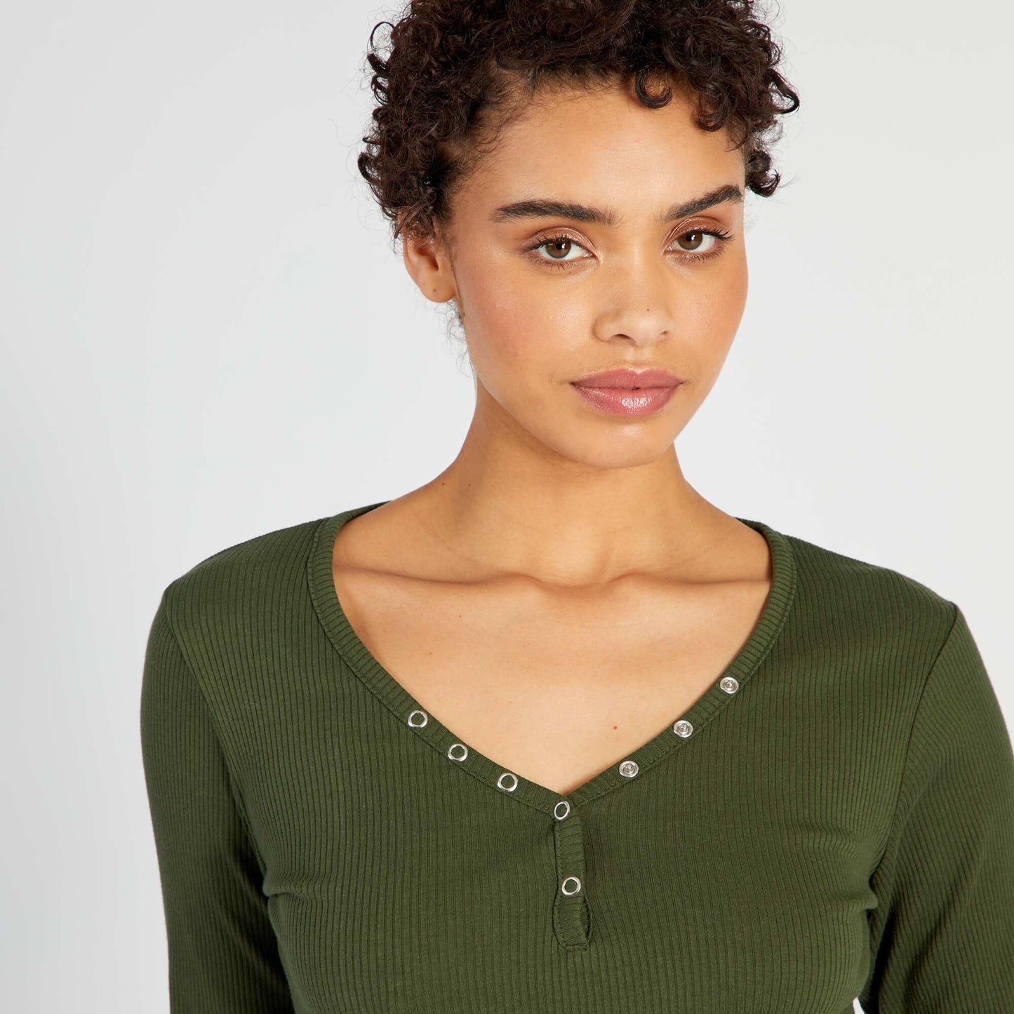 Ribbed knit pyjama T-shirt GREEN