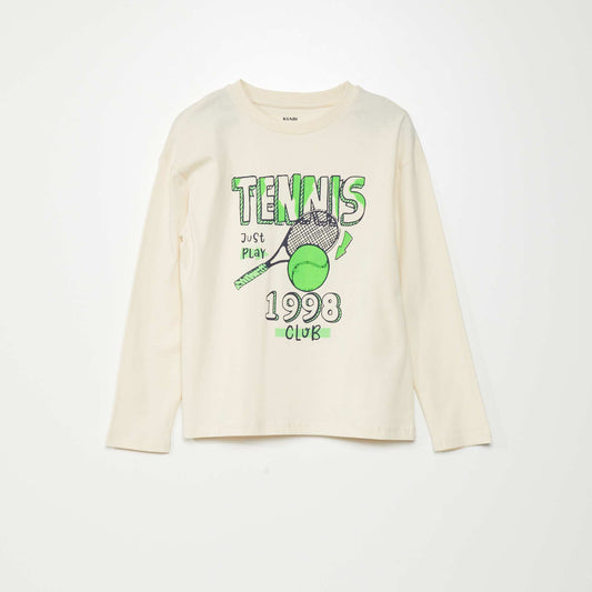 Tennis jersey knit T-shirt BEIG_TENNI