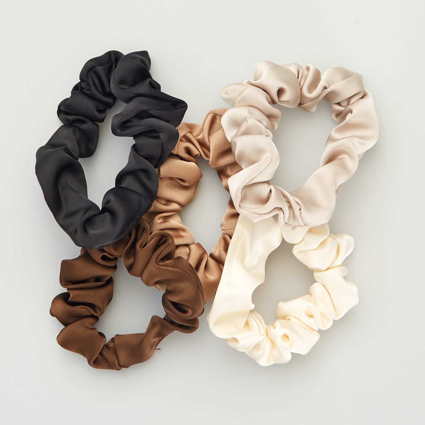 Pack of 5 satiny scrunchies BEIGBROWN