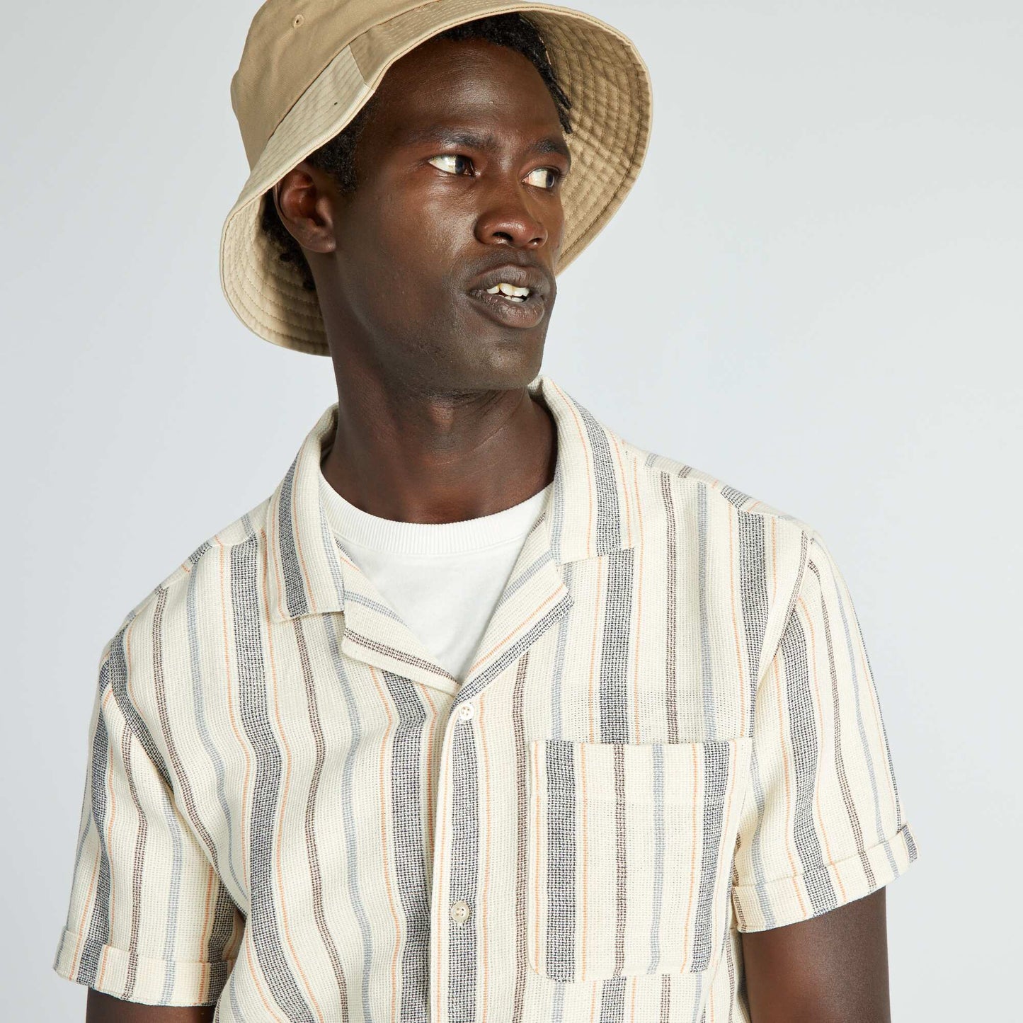 Aztec-style straight-cut shirt SNOW STRIPED