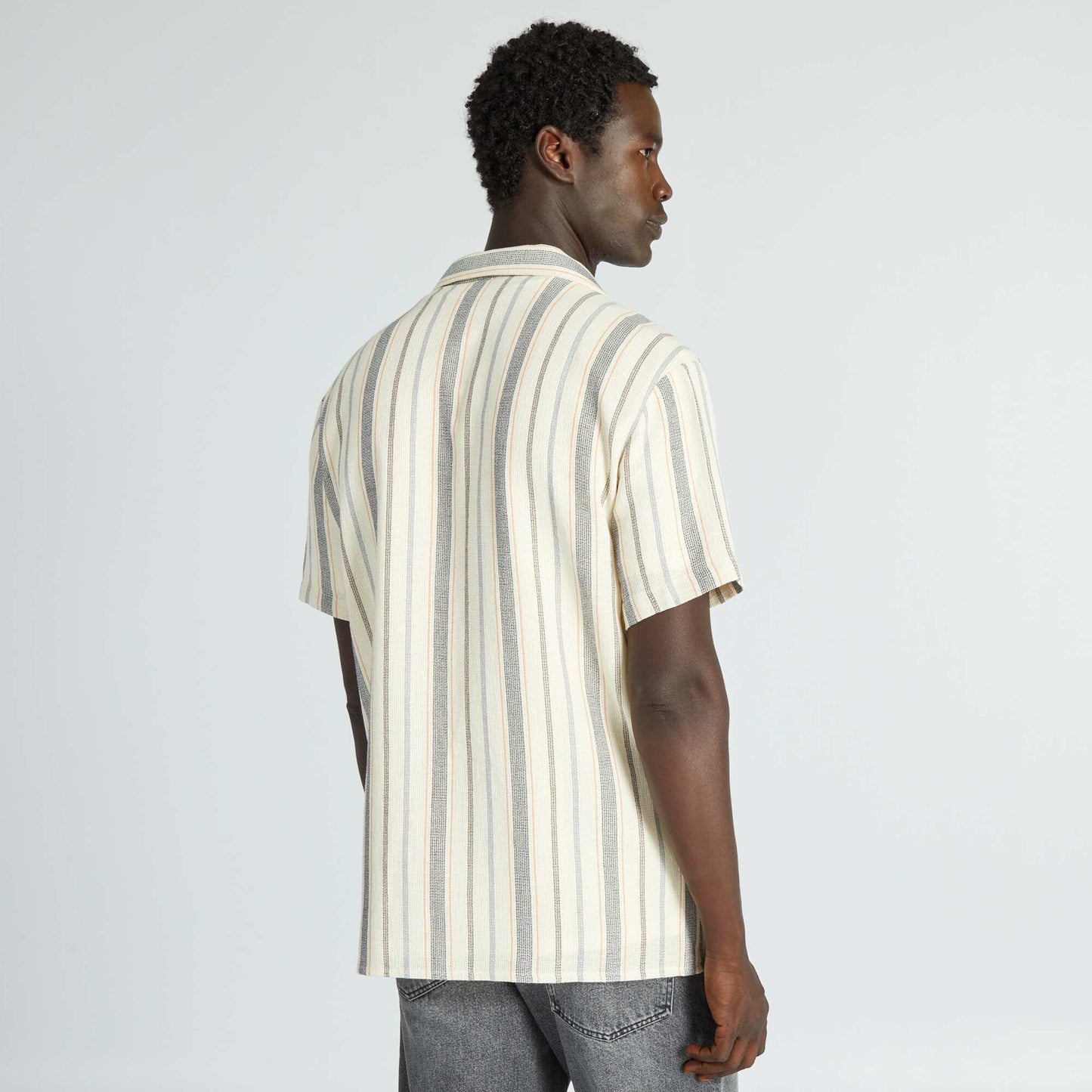 Aztec-style straight-cut shirt SNOW STRIPED