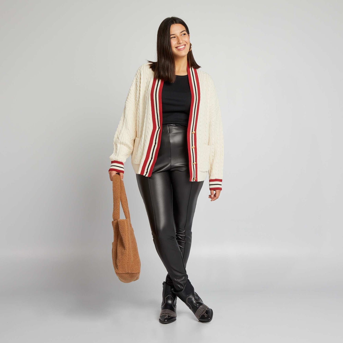 High-waist faux leather leggings black