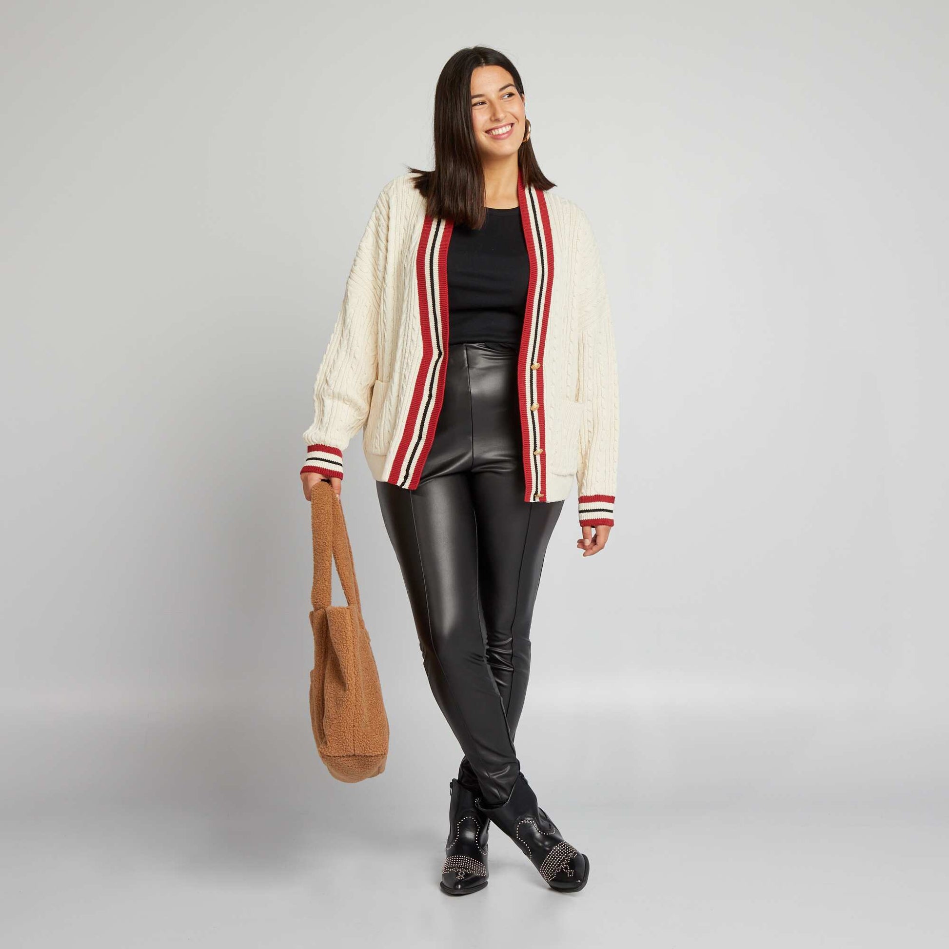 High-waist faux leather leggings black