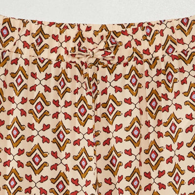 بنطلون واسع الساق مطبوع AO BEIGE