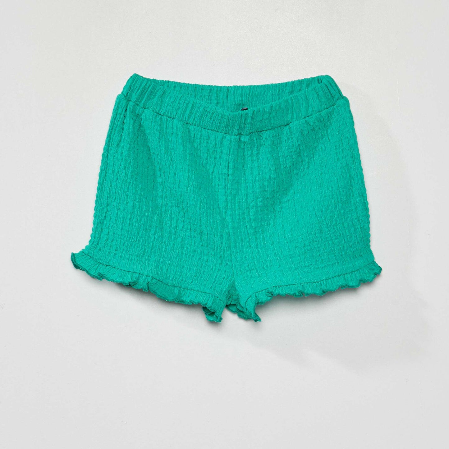 Smocked knit shorts Green