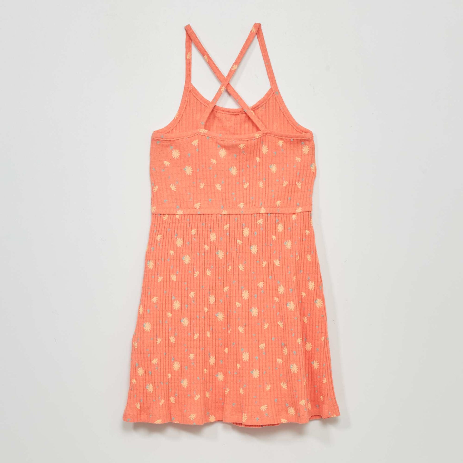 Ribbed knit dungaree dress ORANGE