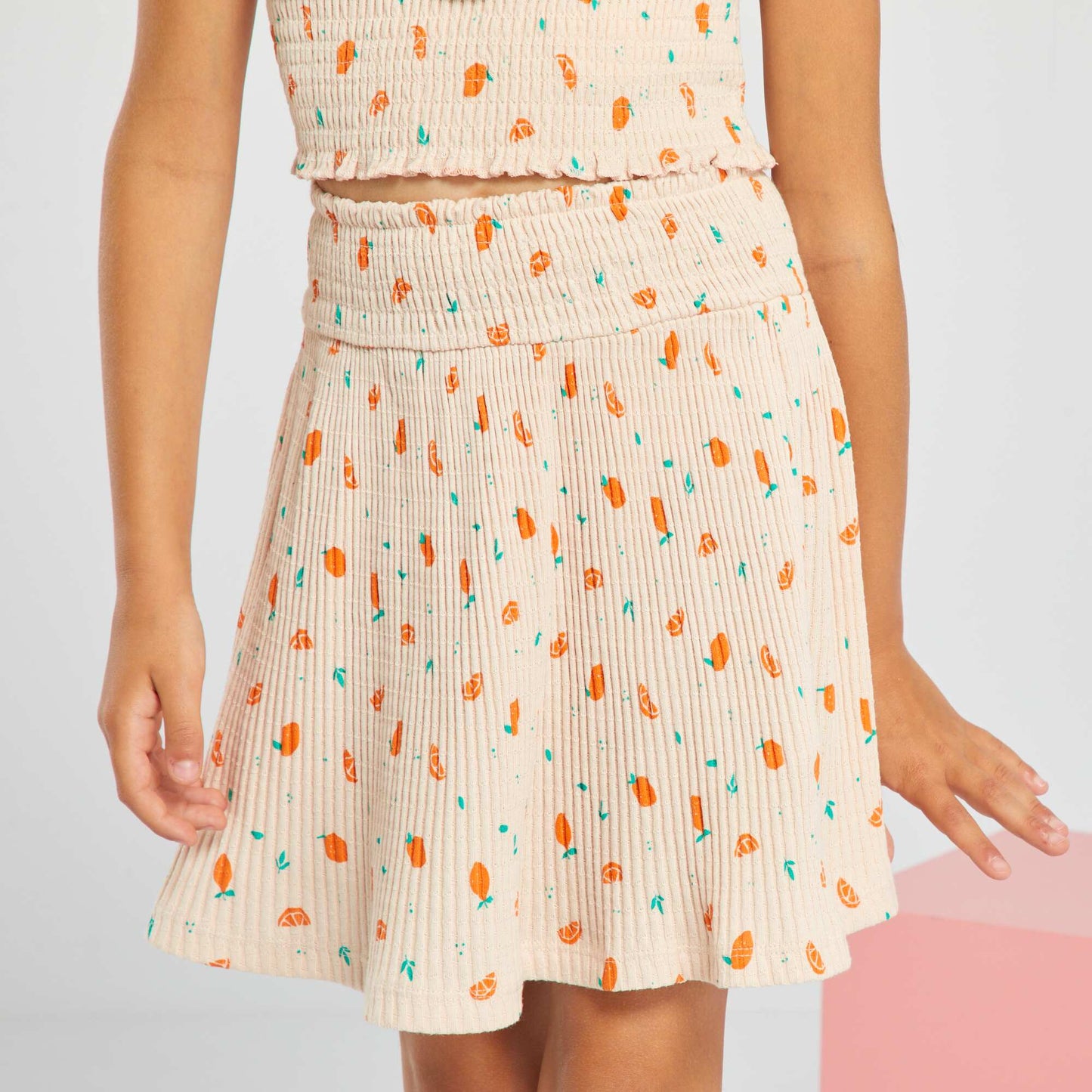 Printed pointelle knit skirt AO APRICOT