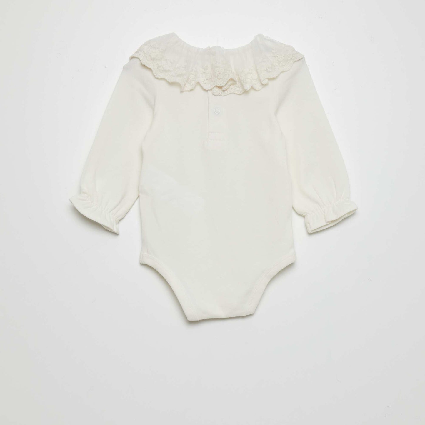 Bodysuit with small embroidered tulle collar White