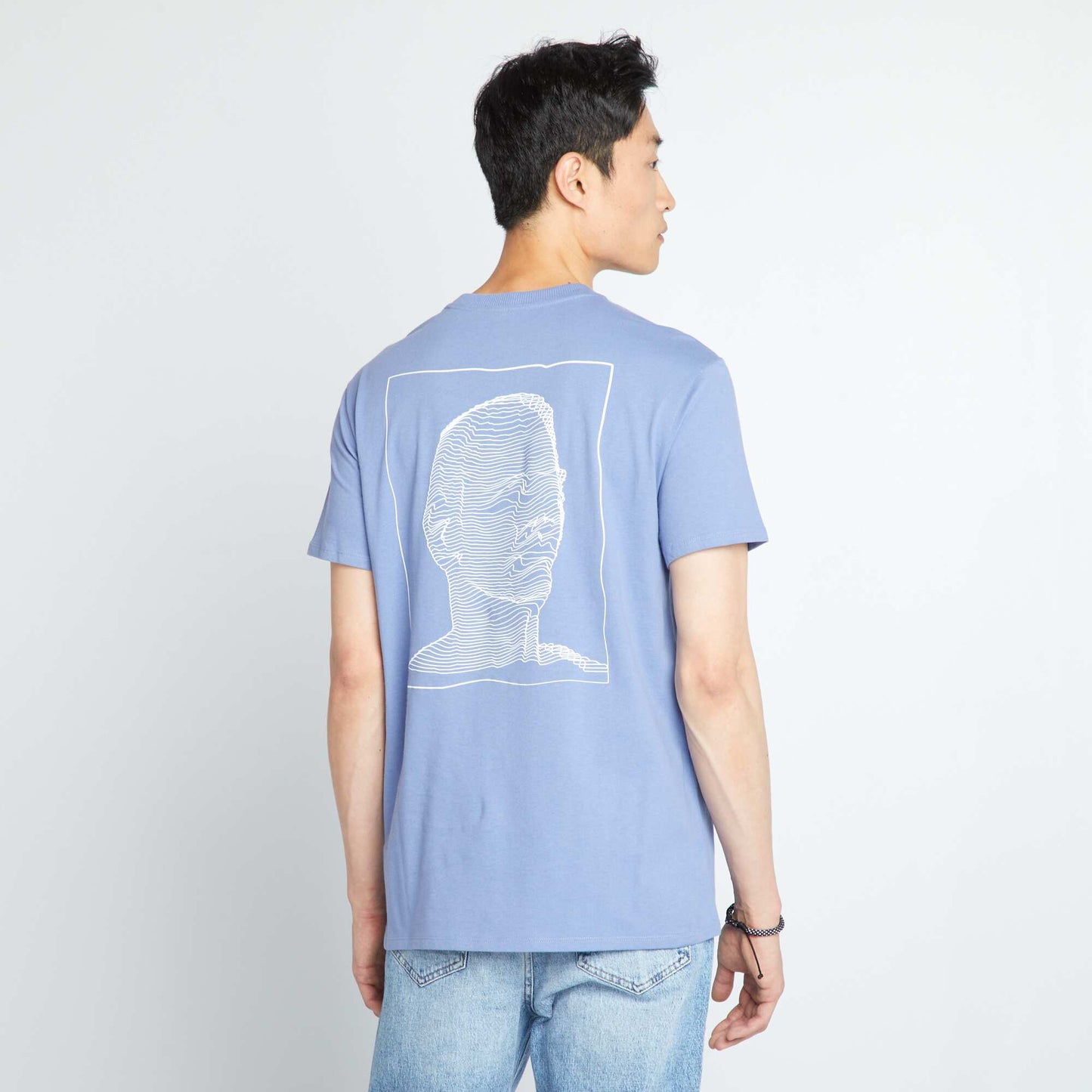 Jersey T-shirt with print on the chest BLUE COLON