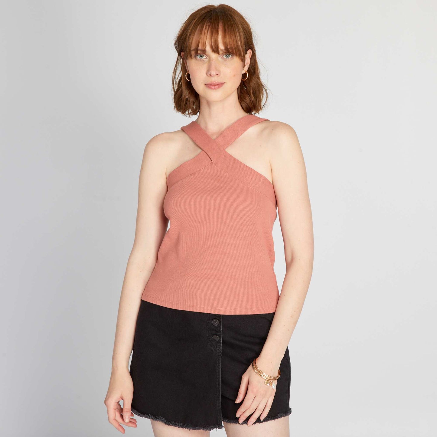 Vest top with crossover neckline PINK