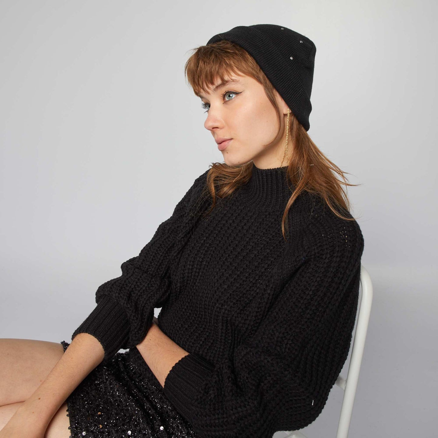 Knit jumper with high neck black