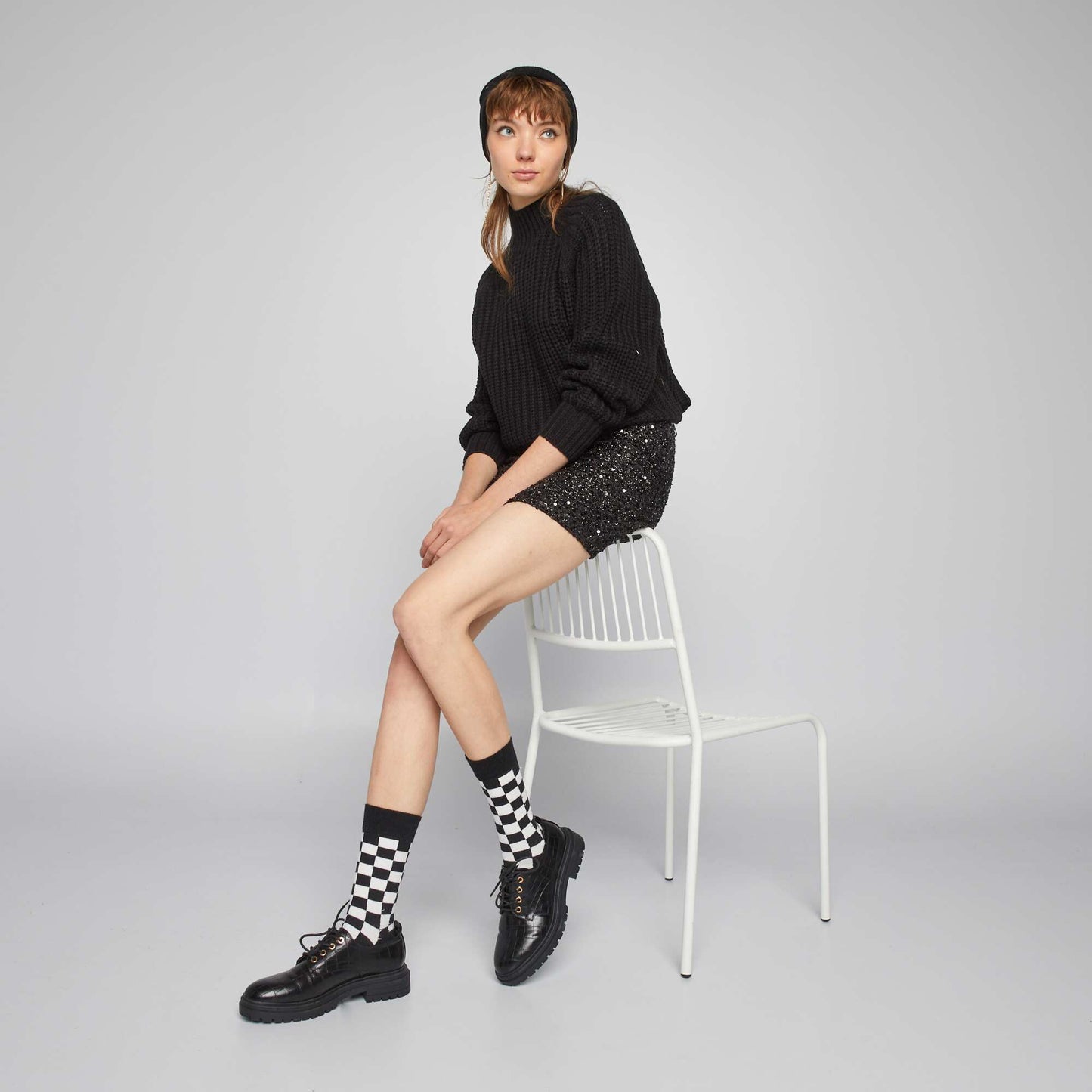 Knit jumper with high neck black
