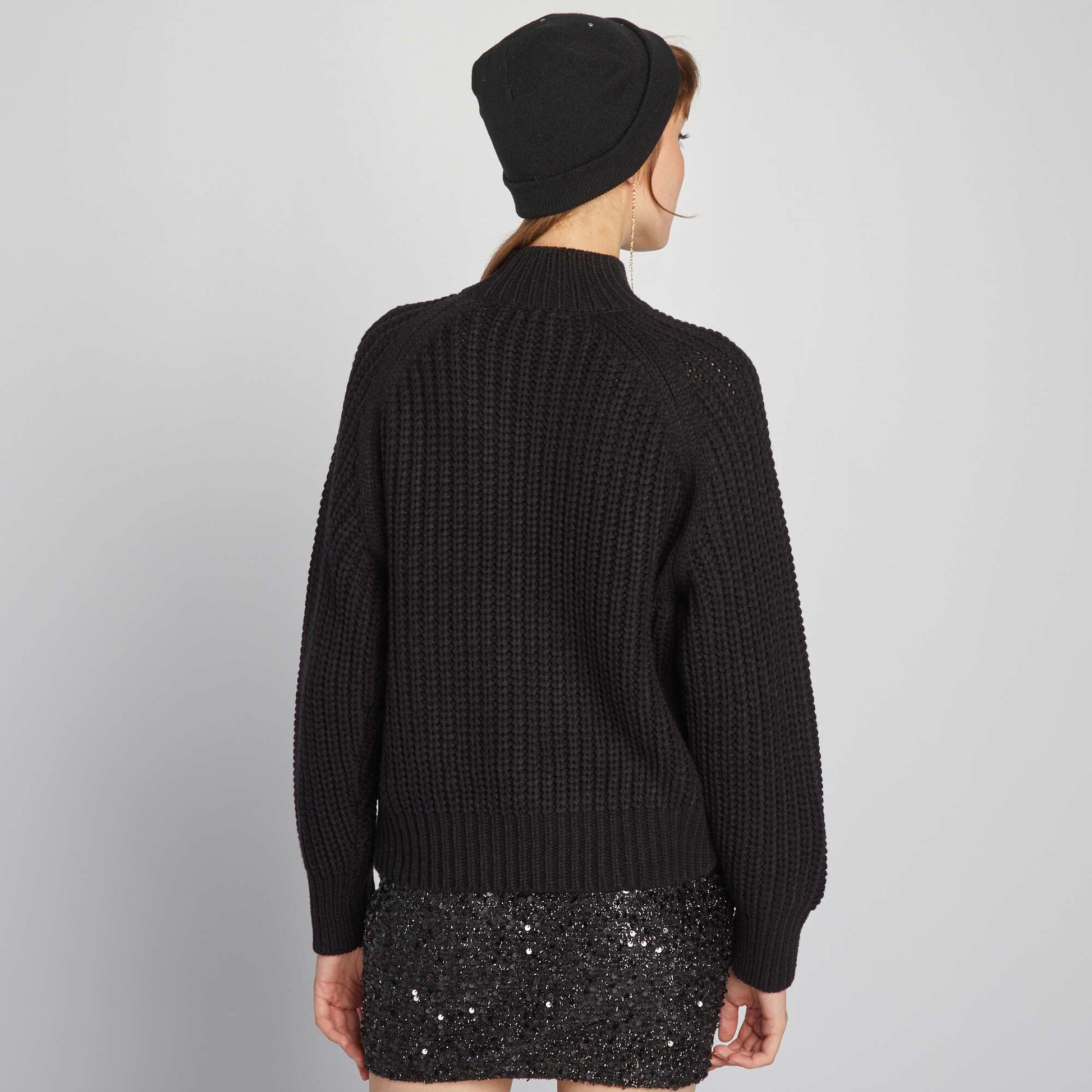 Knit jumper with high neck black