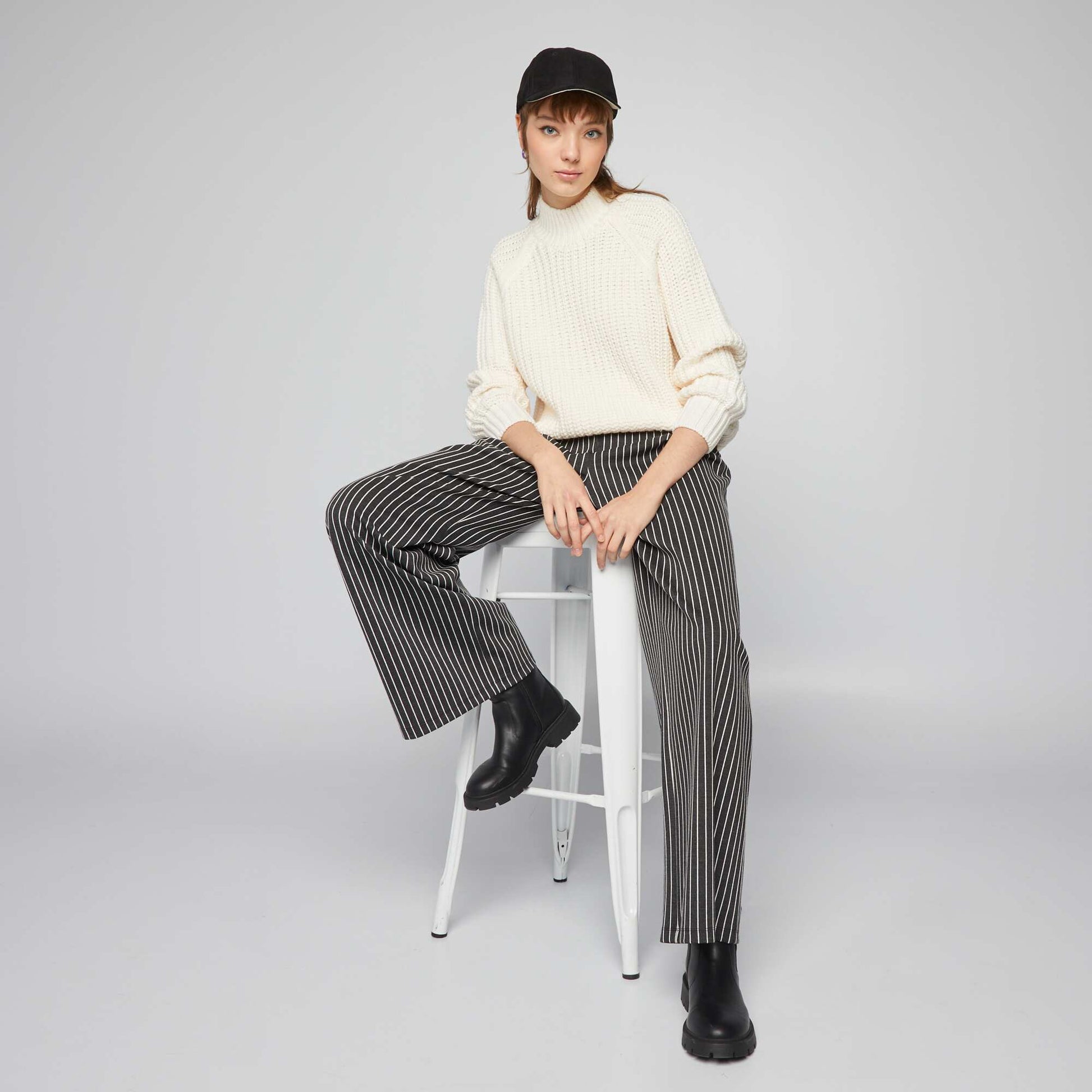 Knit jumper with high neck WHITE ACE