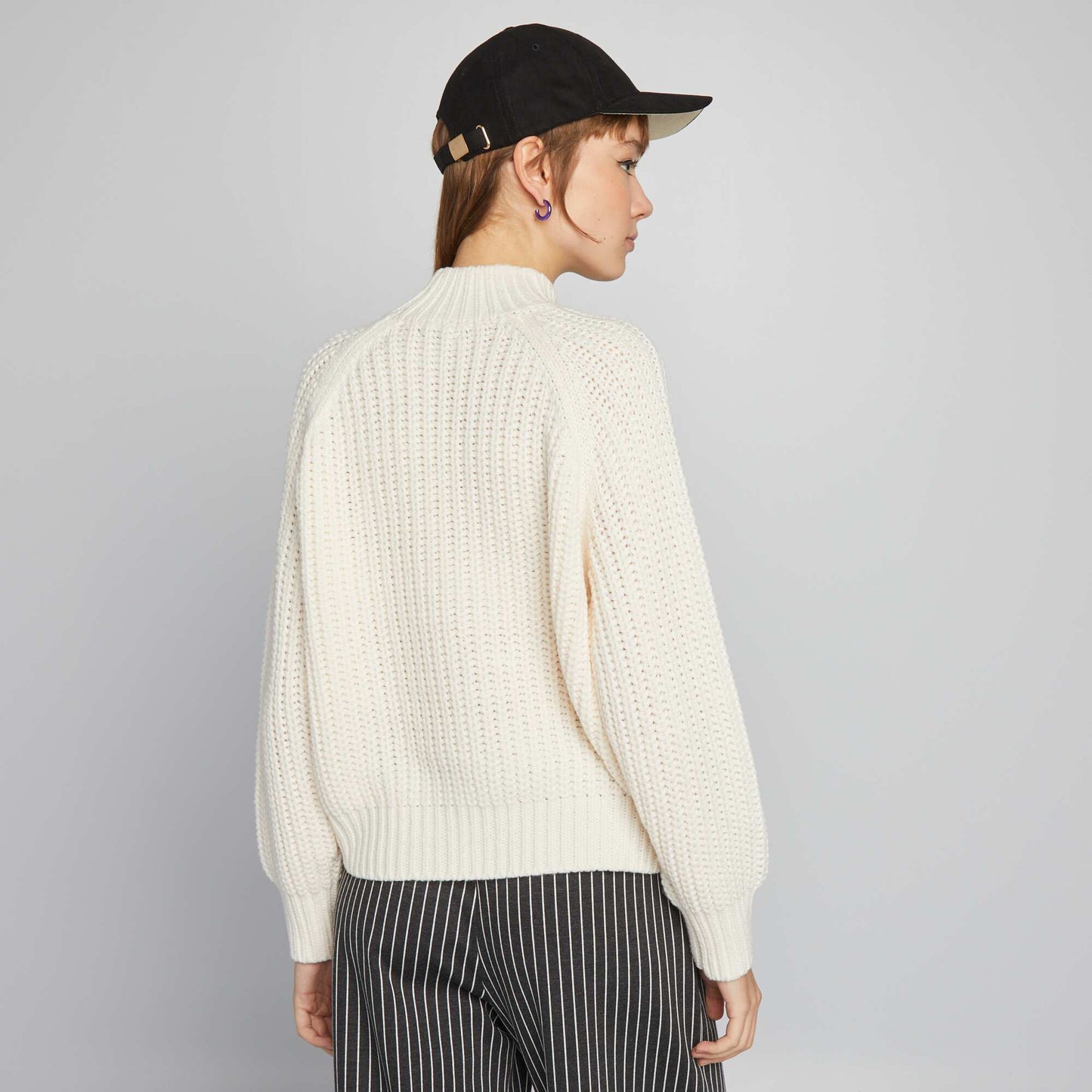 Knit jumper with high neck WHITE ACE