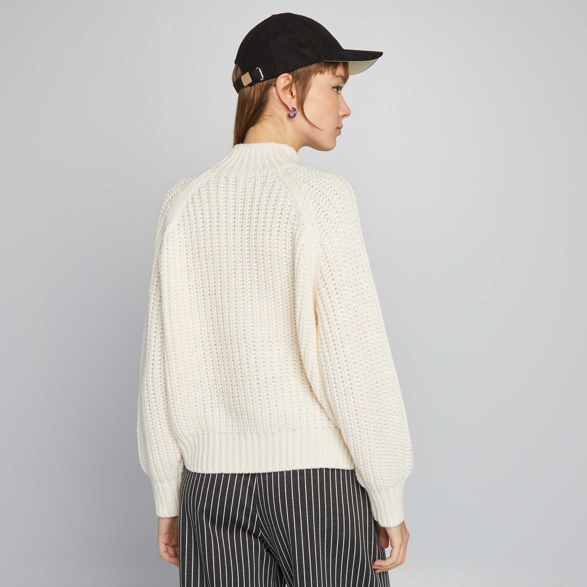 Knit jumper with high neck WHITE ACE
