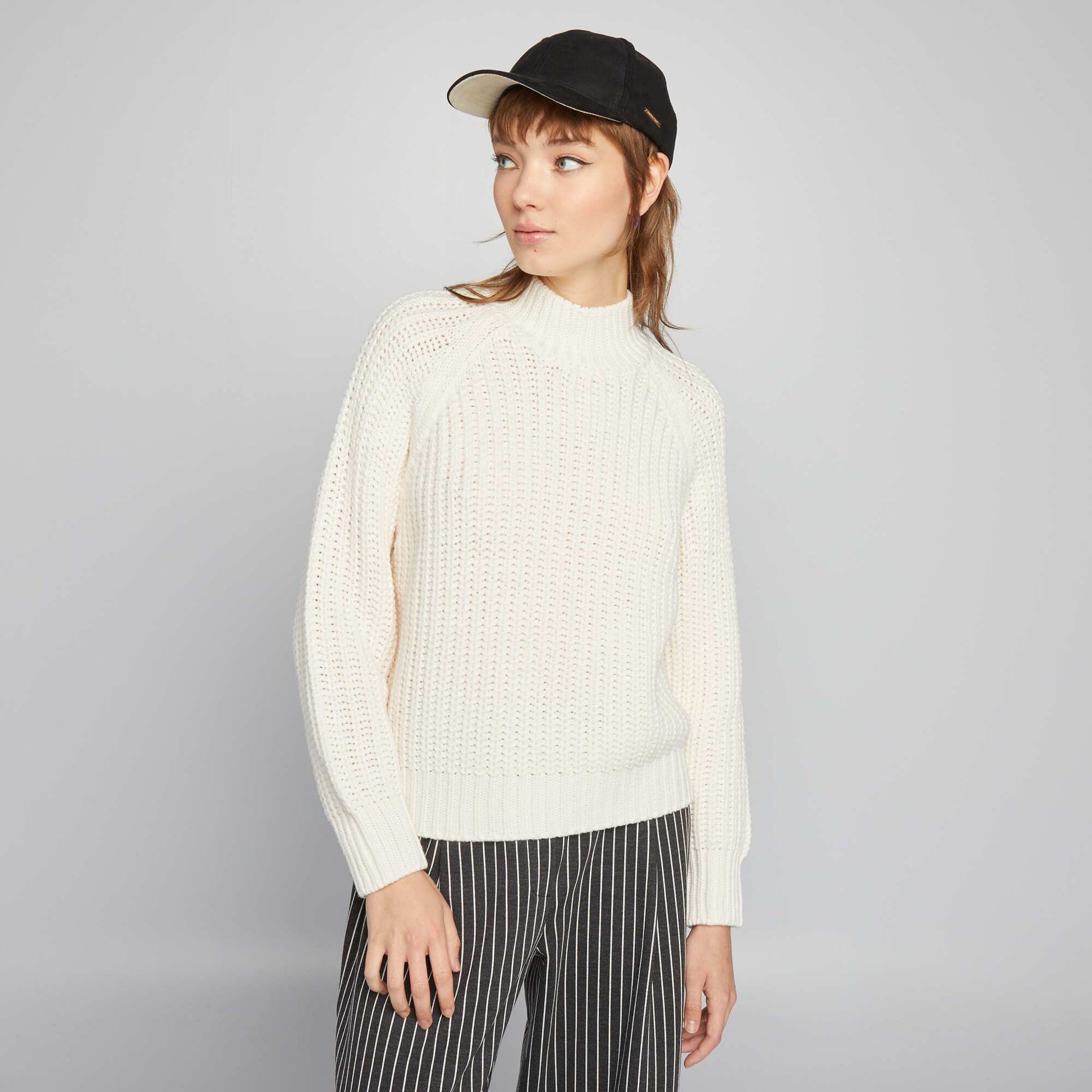 Knit jumper with high neck WHITE ACE