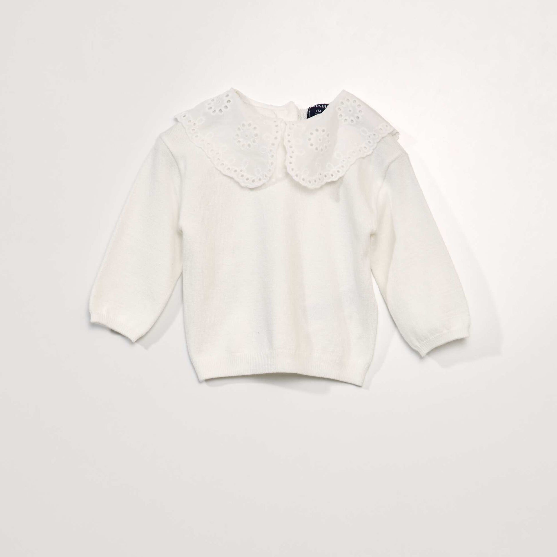 Soft knit jumper with Peter Pan collar WHITE