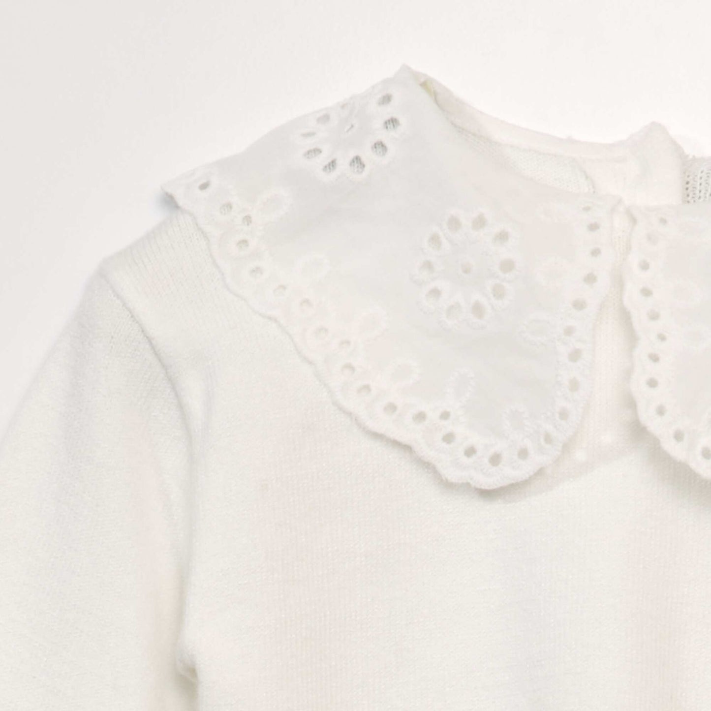 Soft knit jumper with Peter Pan collar WHITE