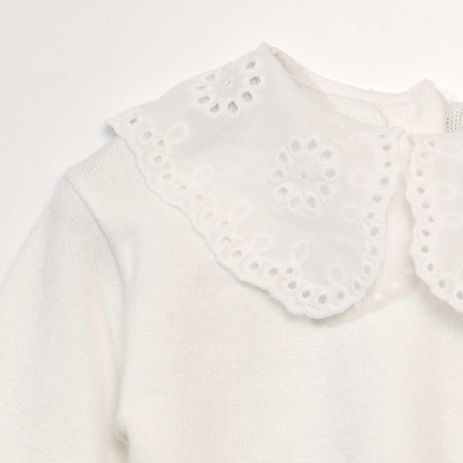 Soft knit jumper with Peter Pan collar WHITE