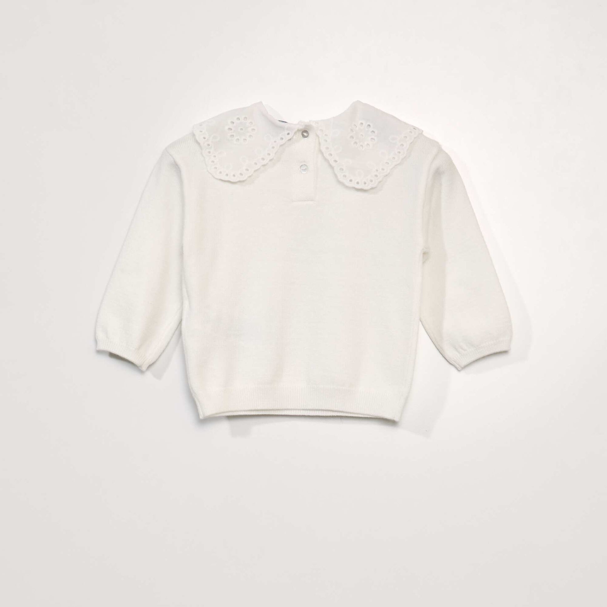 Soft knit jumper with Peter Pan collar WHITE