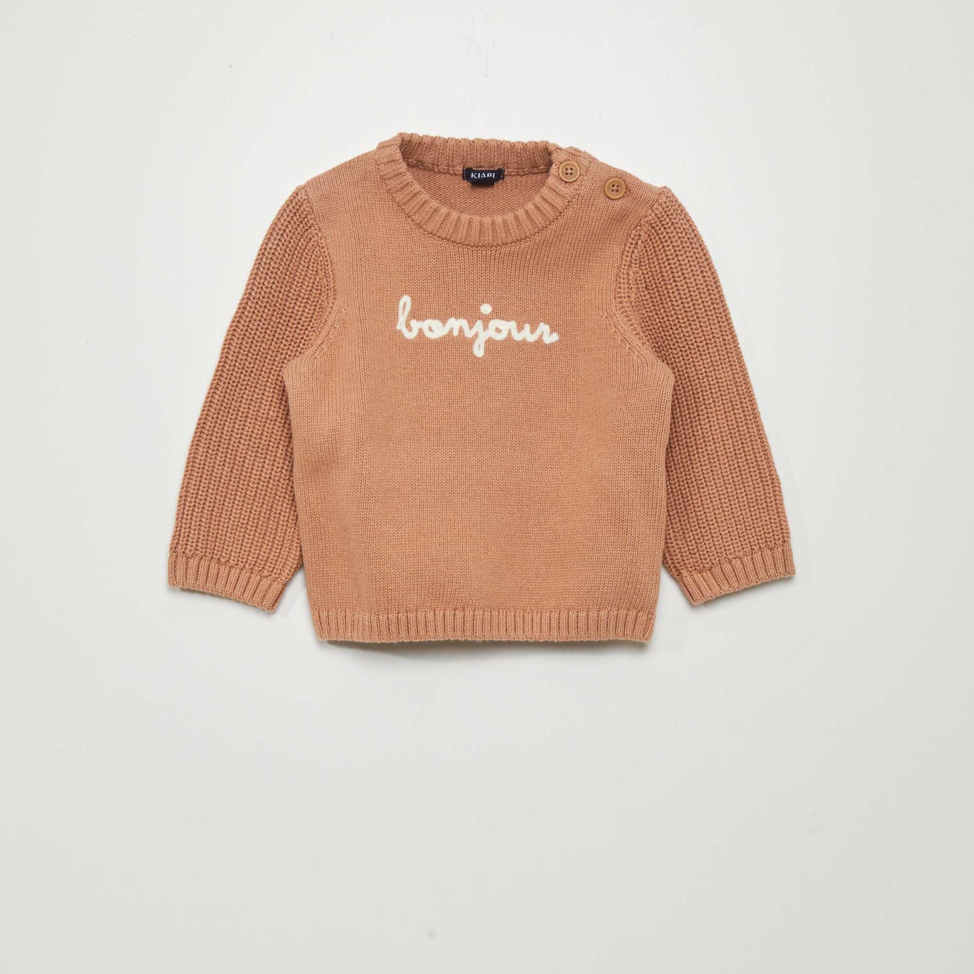 Printed cotton sweater BROWN