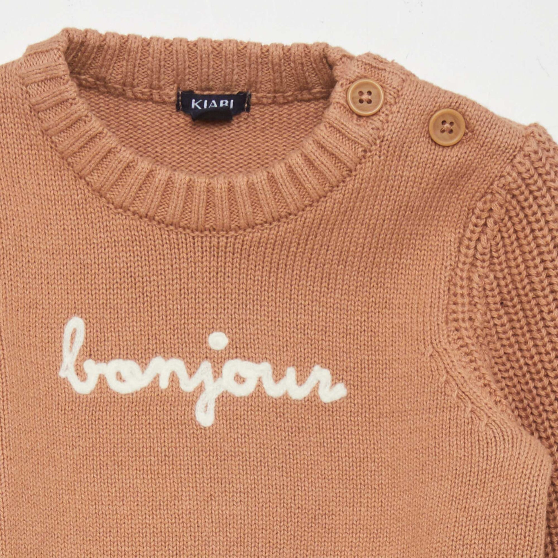 Printed cotton sweater BROWN