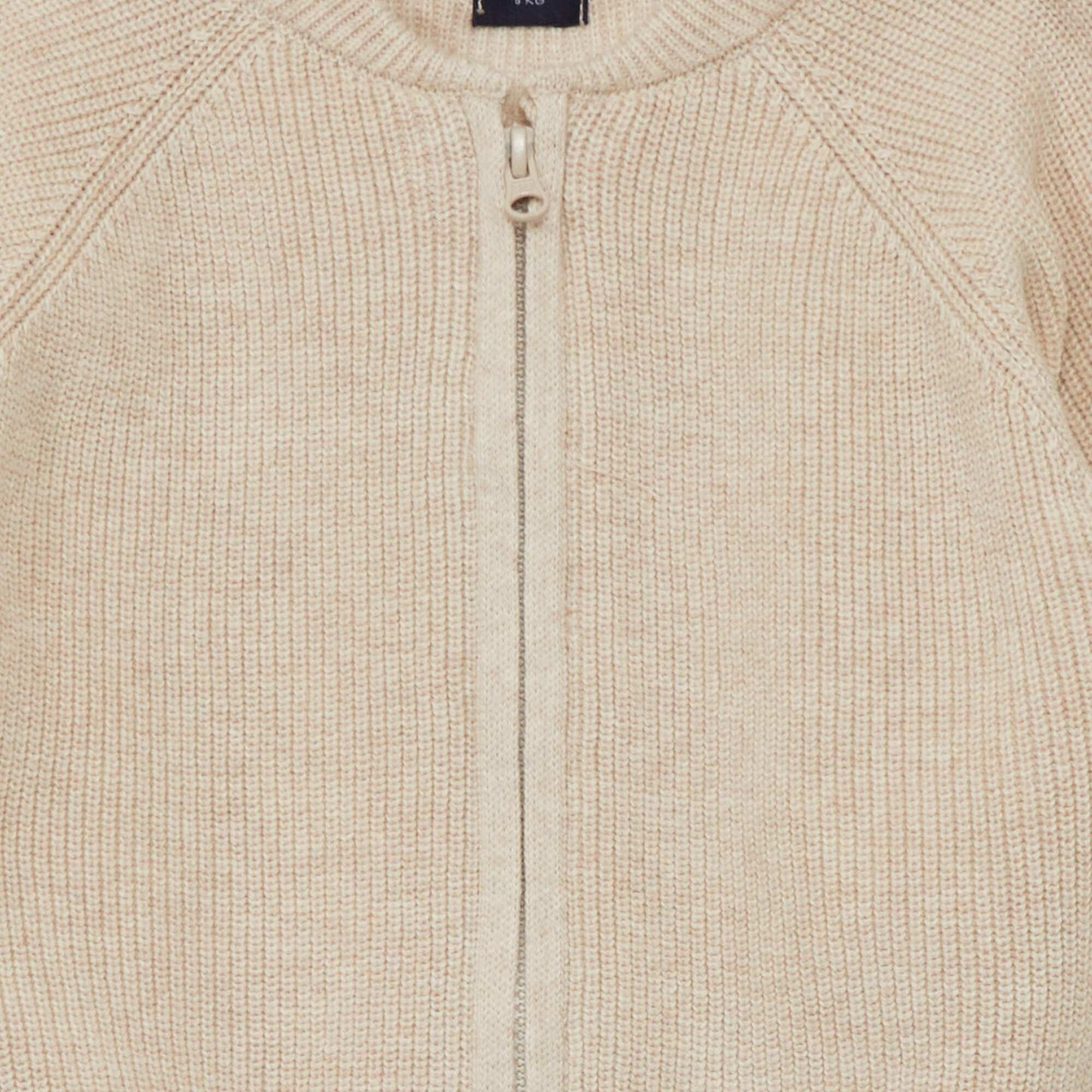 Ribbed zip-up cardigan BEIGE