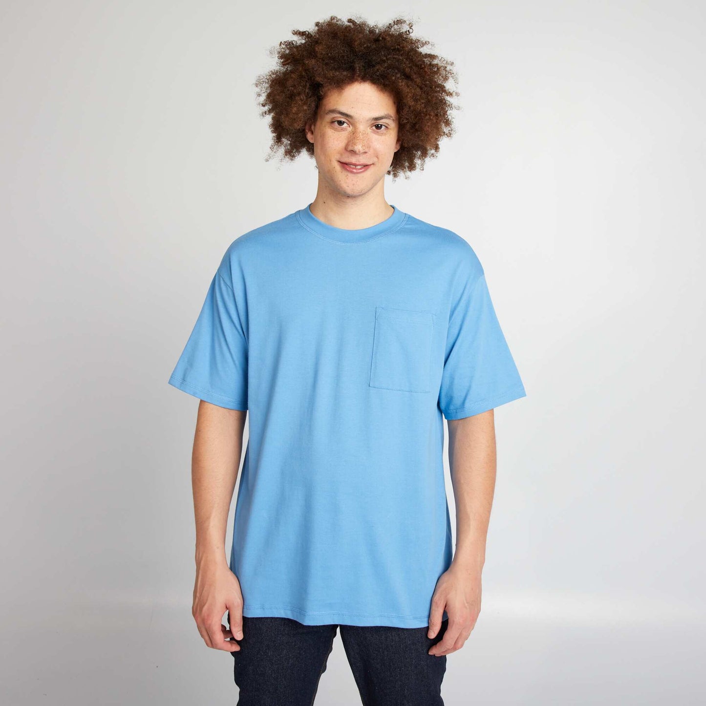 Plain loose-fit T-shirt BLUE